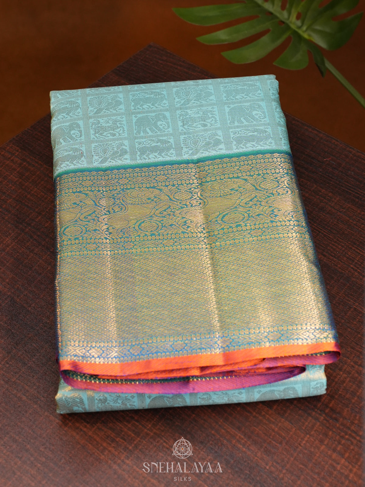Sky Blue Kanjivaram Silk Saree