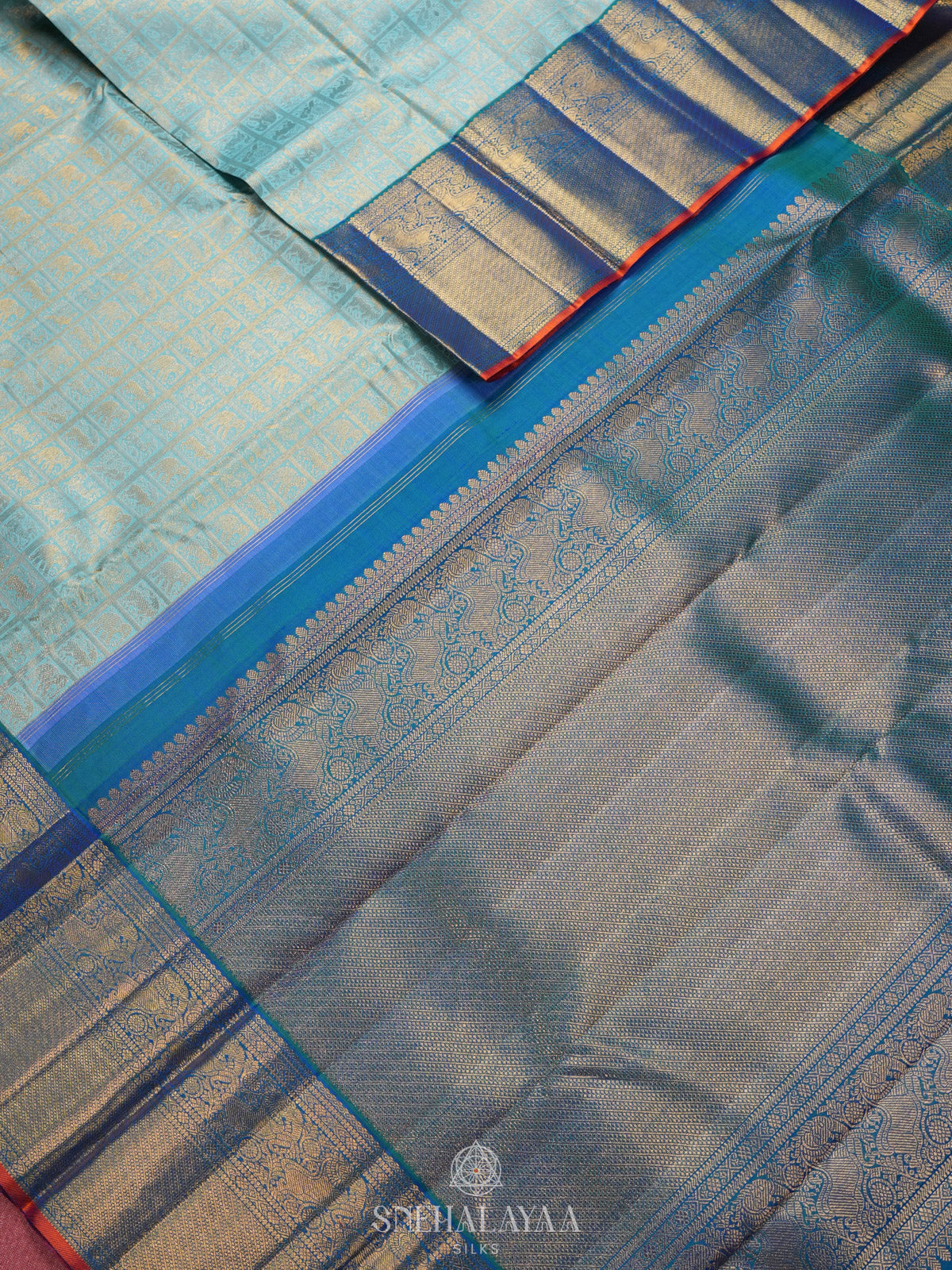Sky Blue Kanjivaram Silk Saree