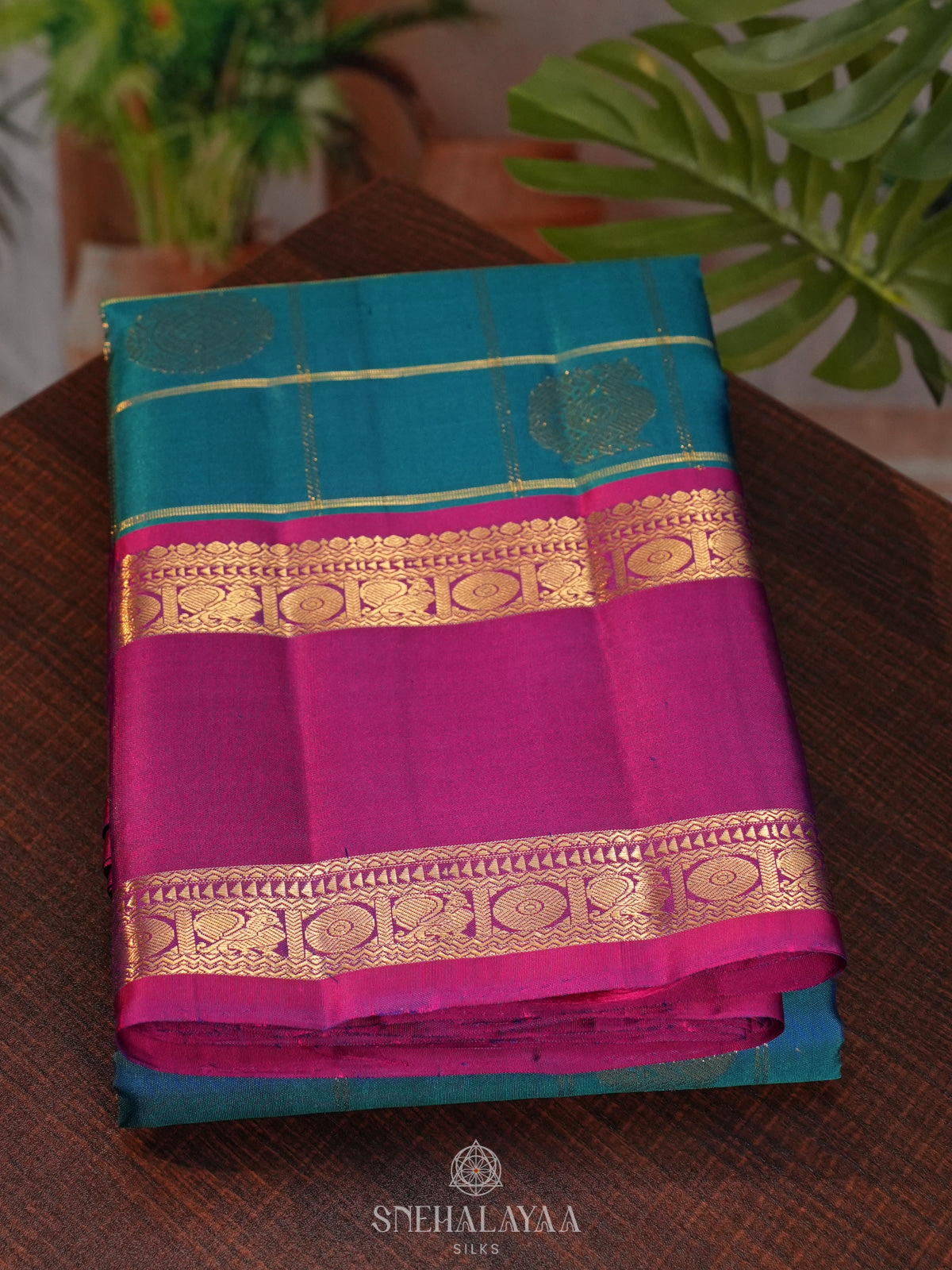 Peacock Blue Kanjivaram Silk Saree