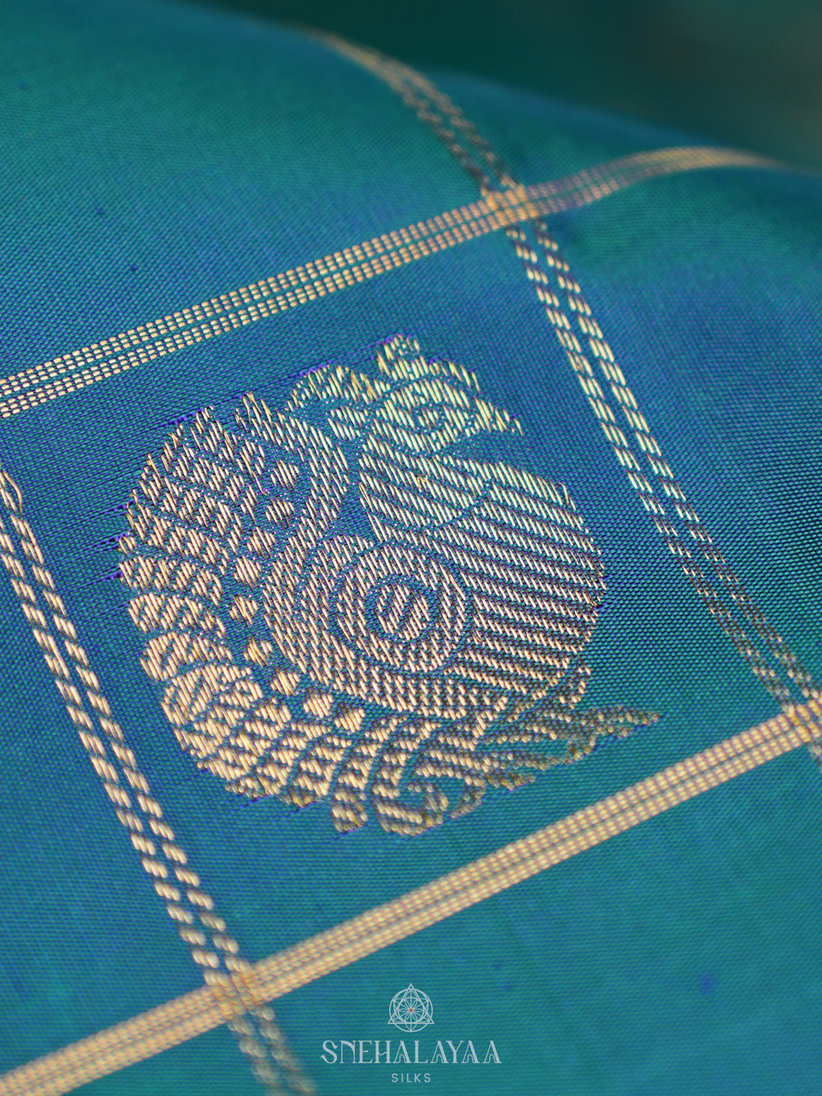 Peacock Blue Kanjivaram Silk Saree