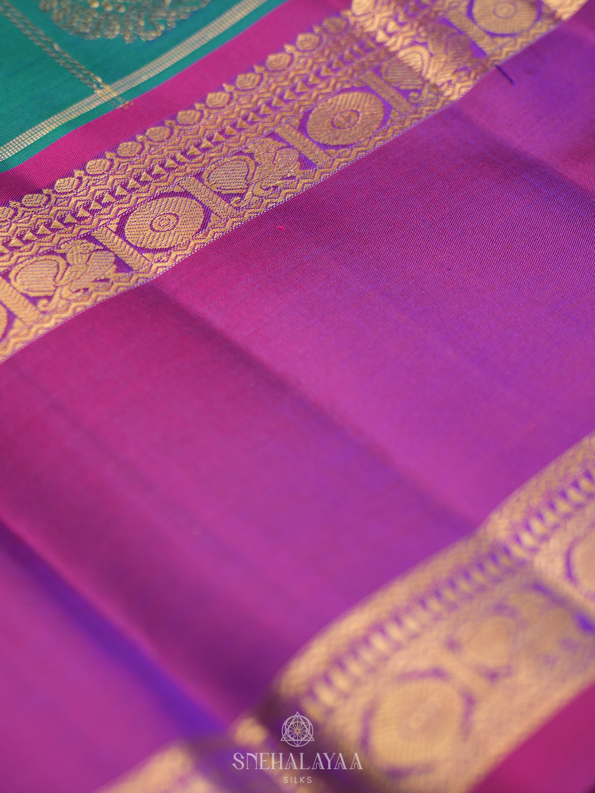Peacock Blue Kanjivaram Silk Saree