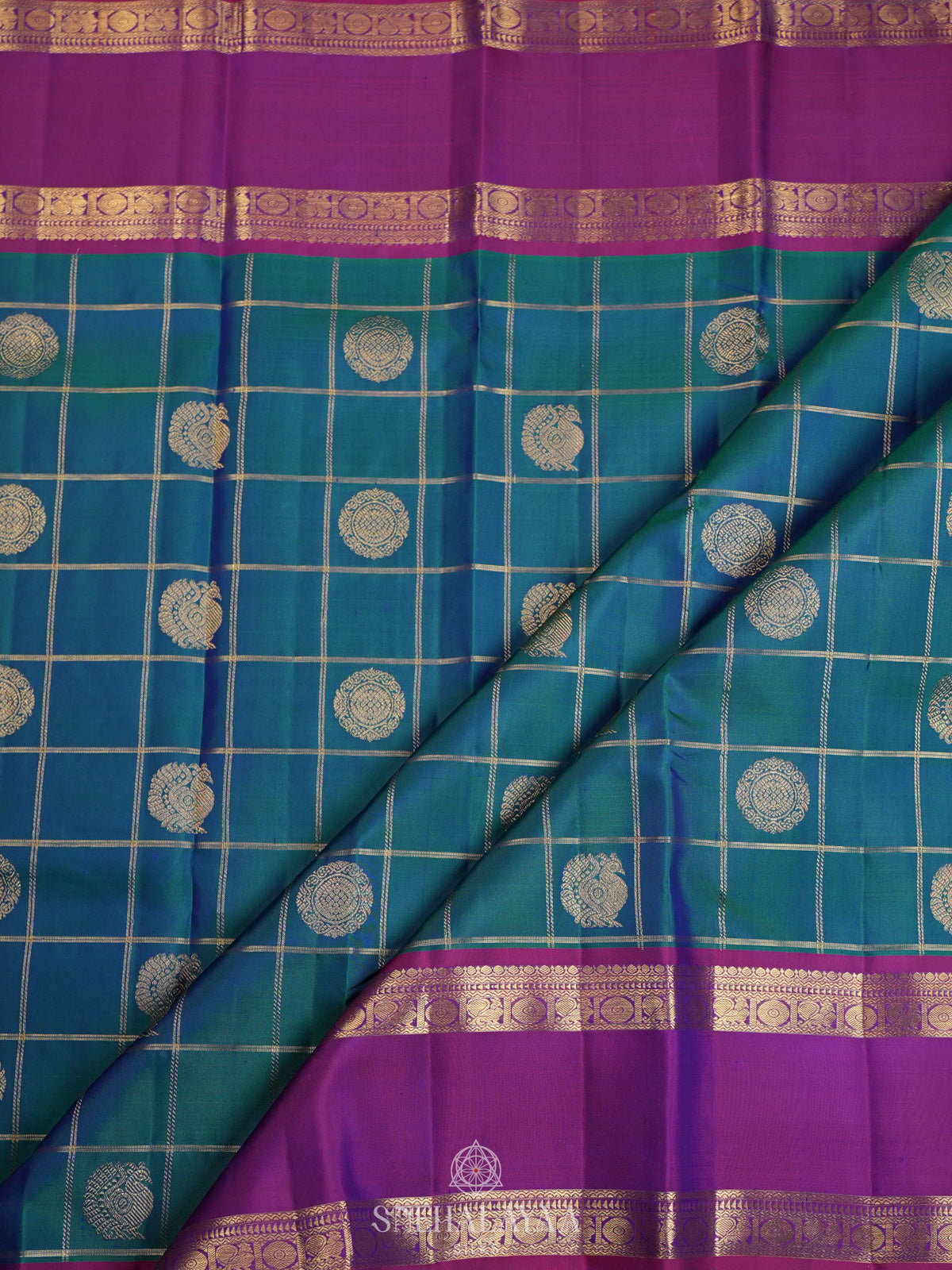 Peacock Blue Kanjivaram Silk Saree