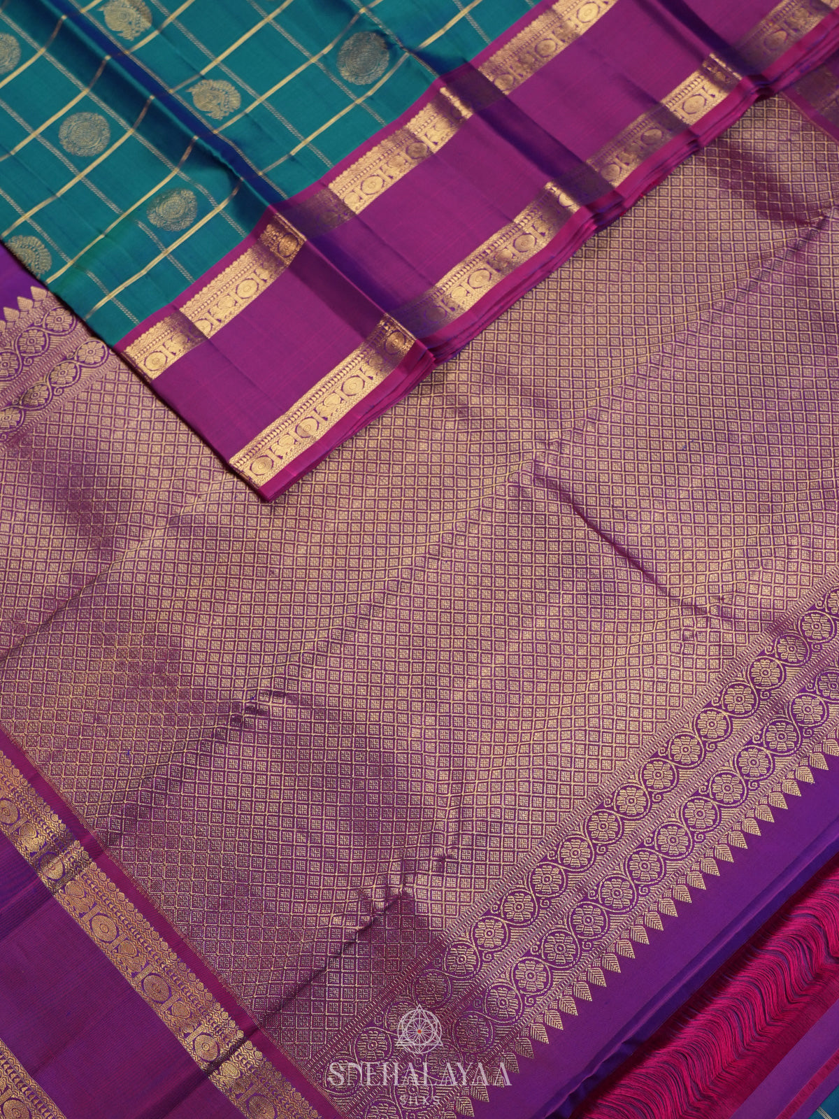 Peacock Blue Kanjivaram Silk Saree