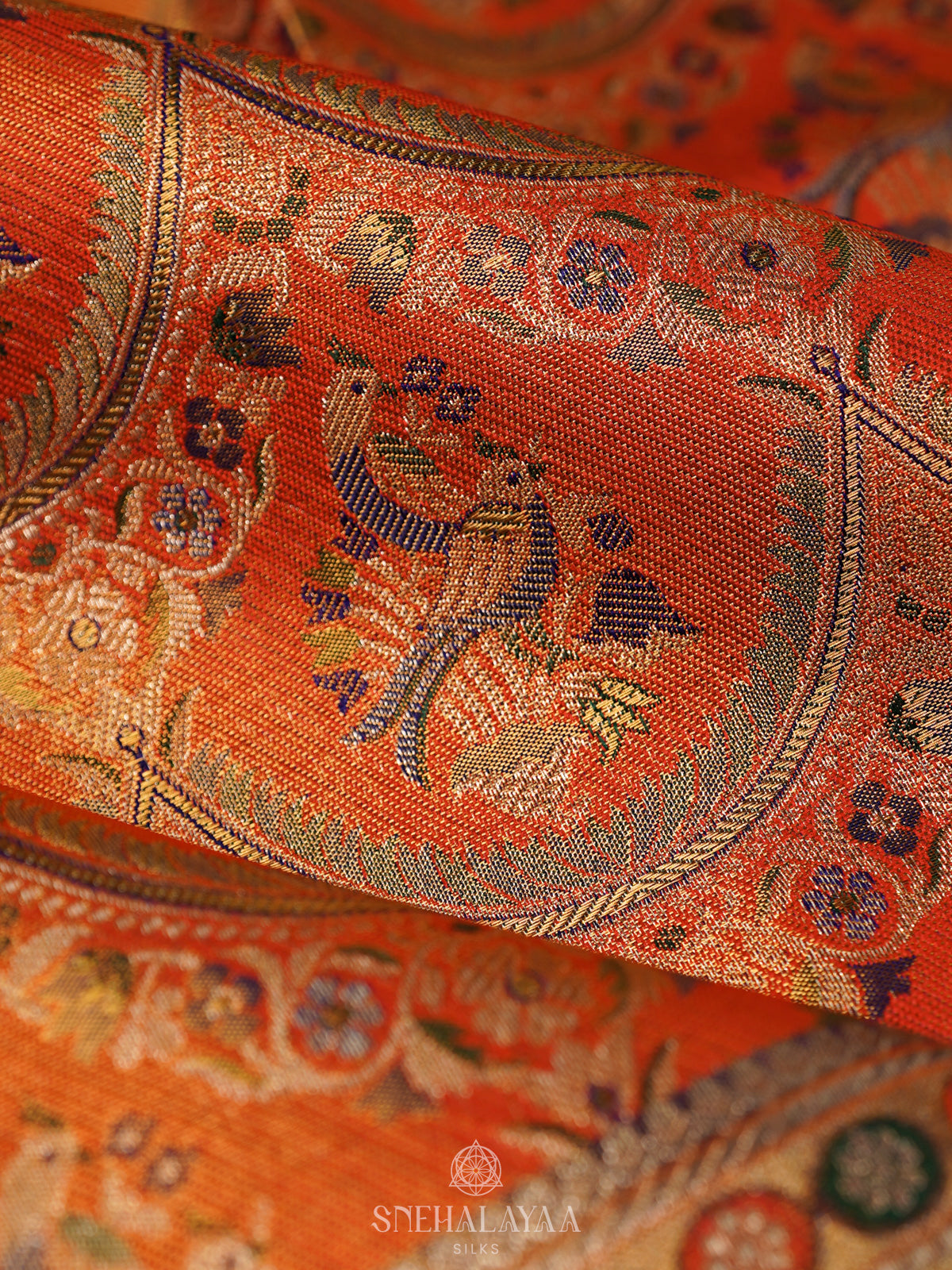 Orange Kanjivaram Silk Saree