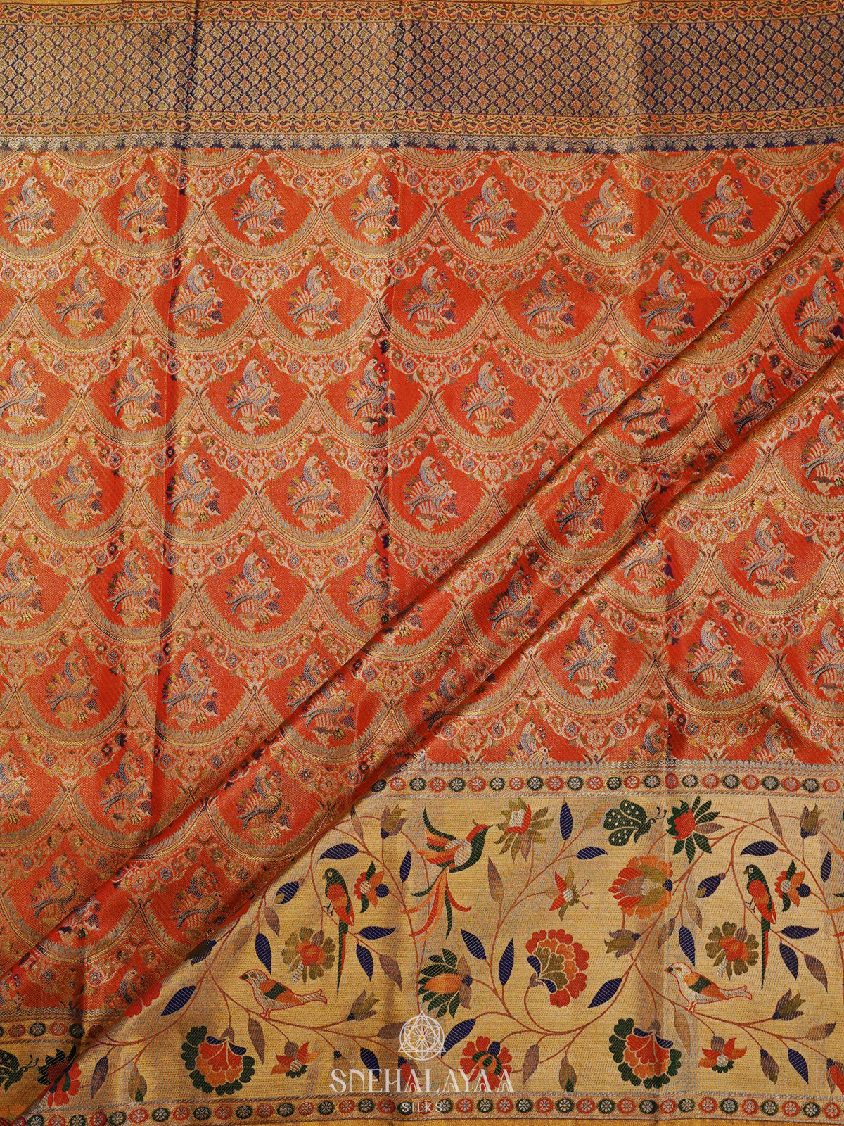 Orange Kanjivaram Silk Saree