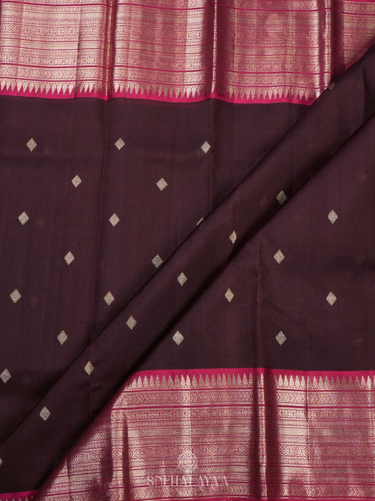 Burgundy Kanjivaram Silk Saree