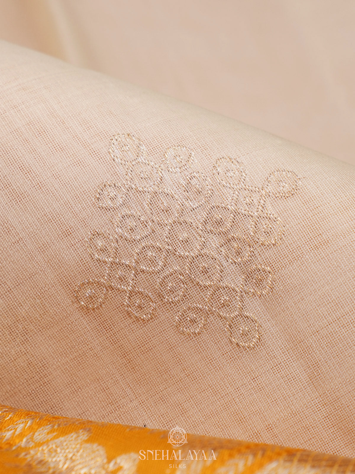 Cream Kanjivaram Silk Saree