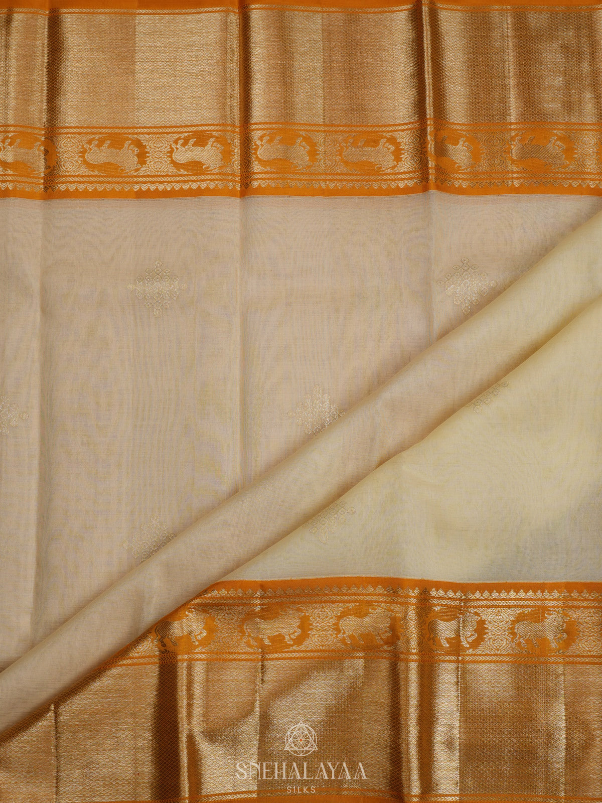 Cream Kanjivaram Silk Saree