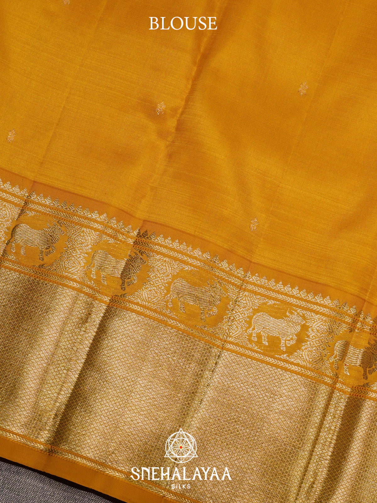 Off White Kanchi Kora Silk Saree with Zari Buttas and Yellow Zari Border