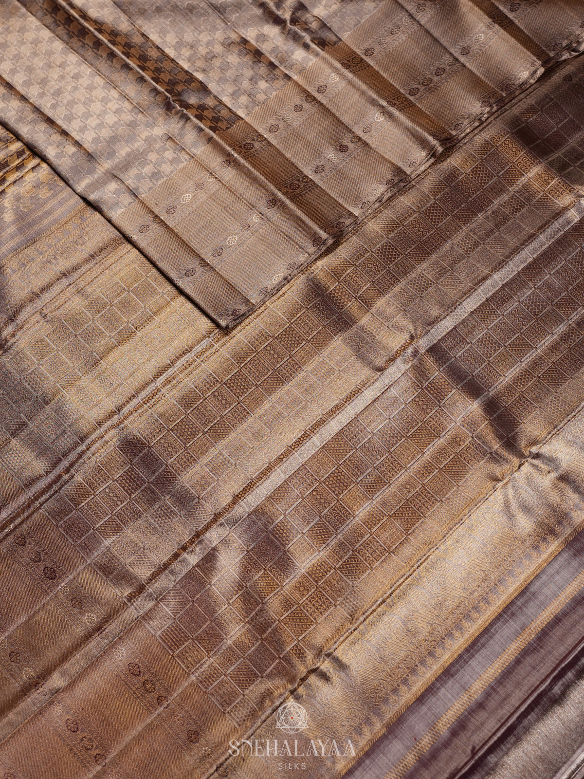 Beige Kanjivaram Silk Saree