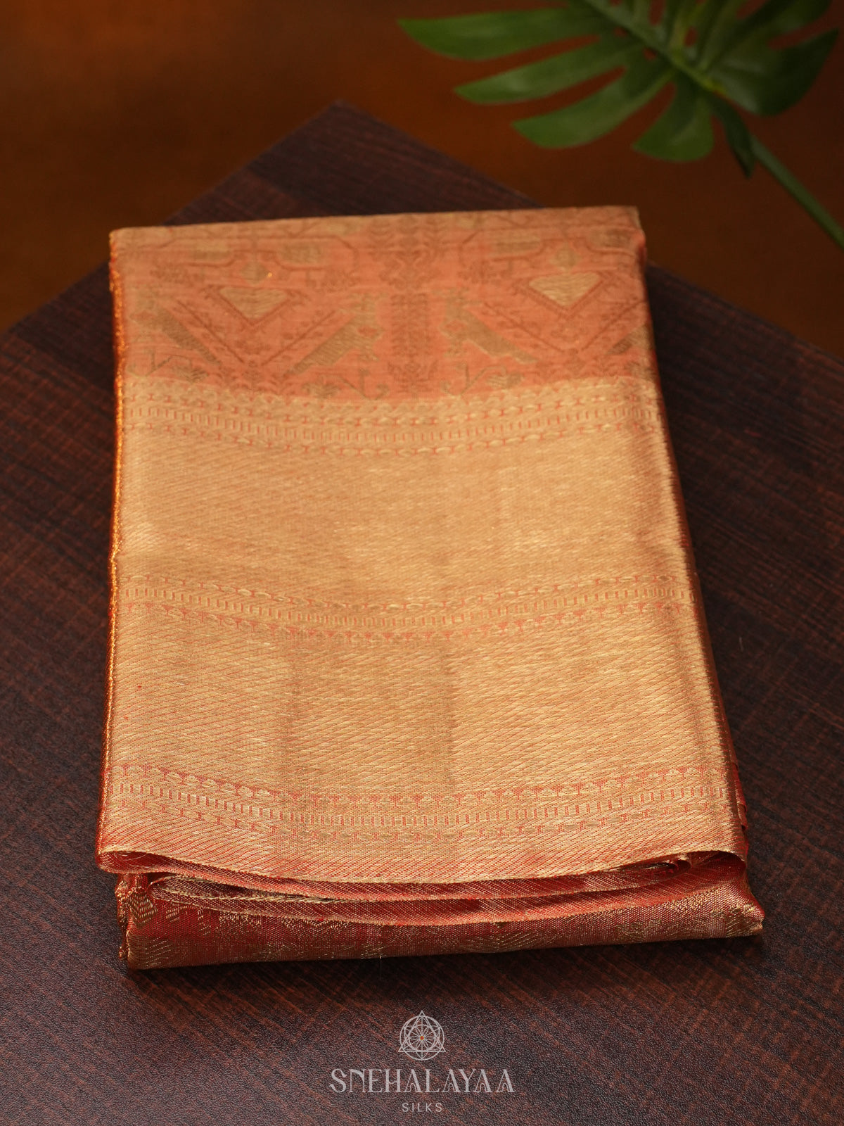 Orange Tissue Kanjivaram Silk Saree