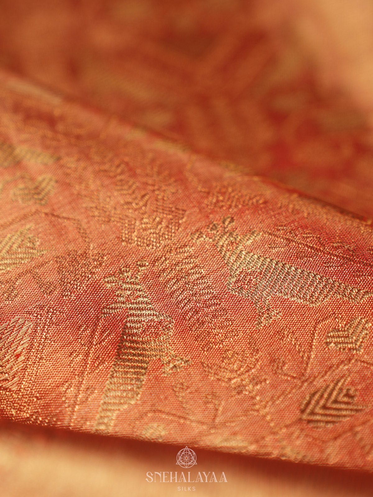Orange Tissue Kanjivaram Silk Saree
