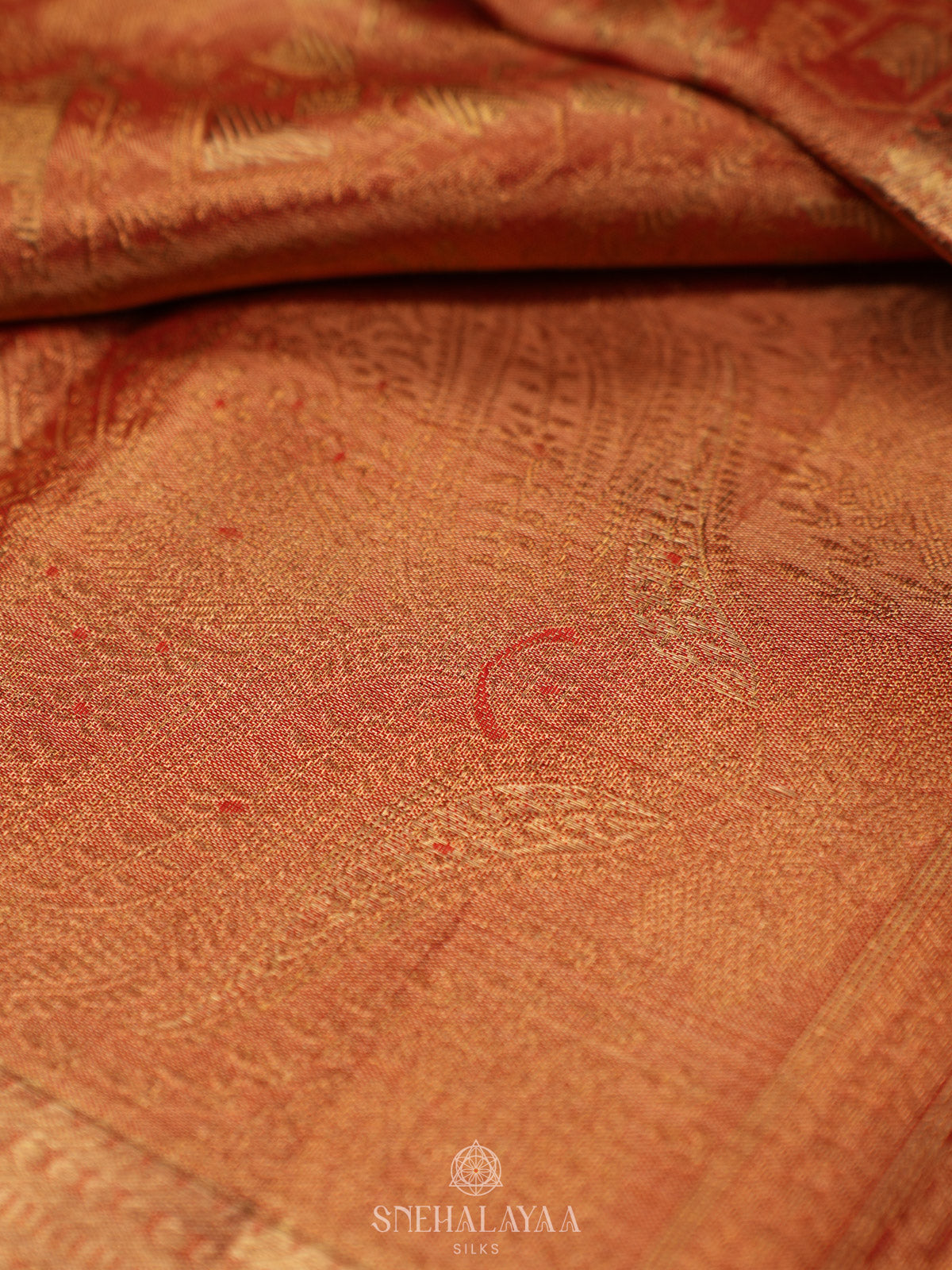 Orange Tissue Kanjivaram Silk Saree