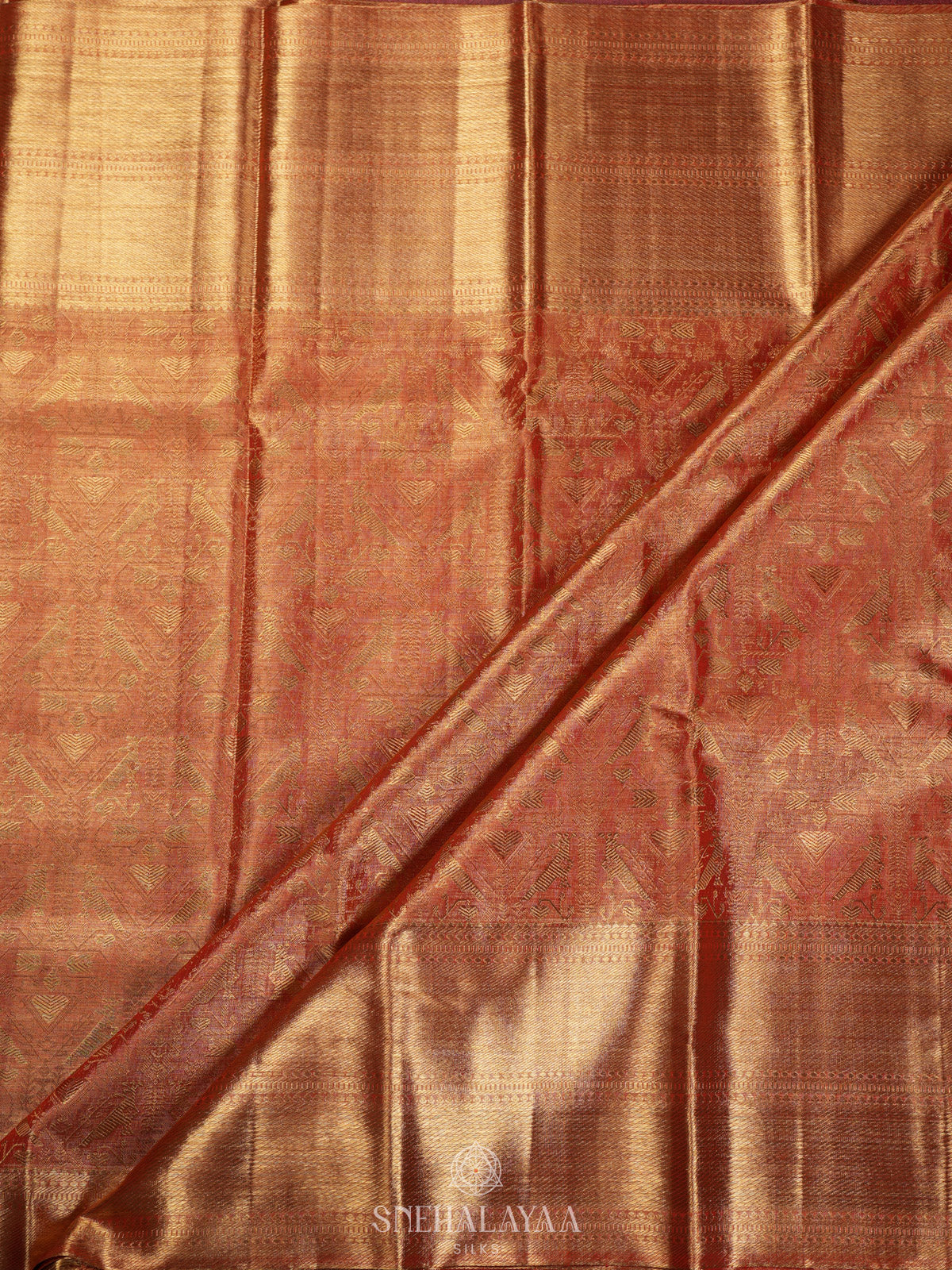 Orange Tissue Kanjivaram Silk Saree