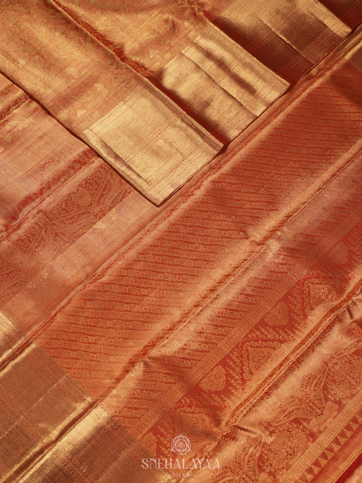 Orange Tissue Kanjivaram Silk Saree