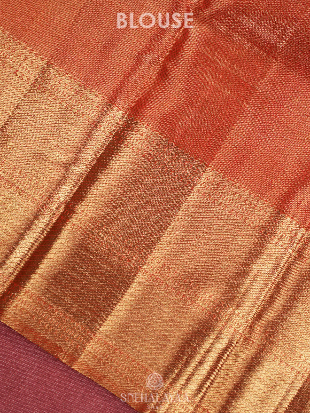Orange Tissue Kanjivaram Silk Saree