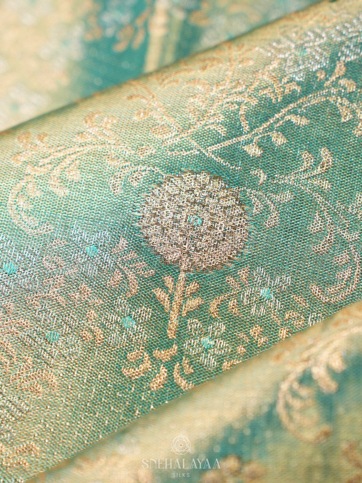 Mint Green Tissue Kanjivaram Silk Saree