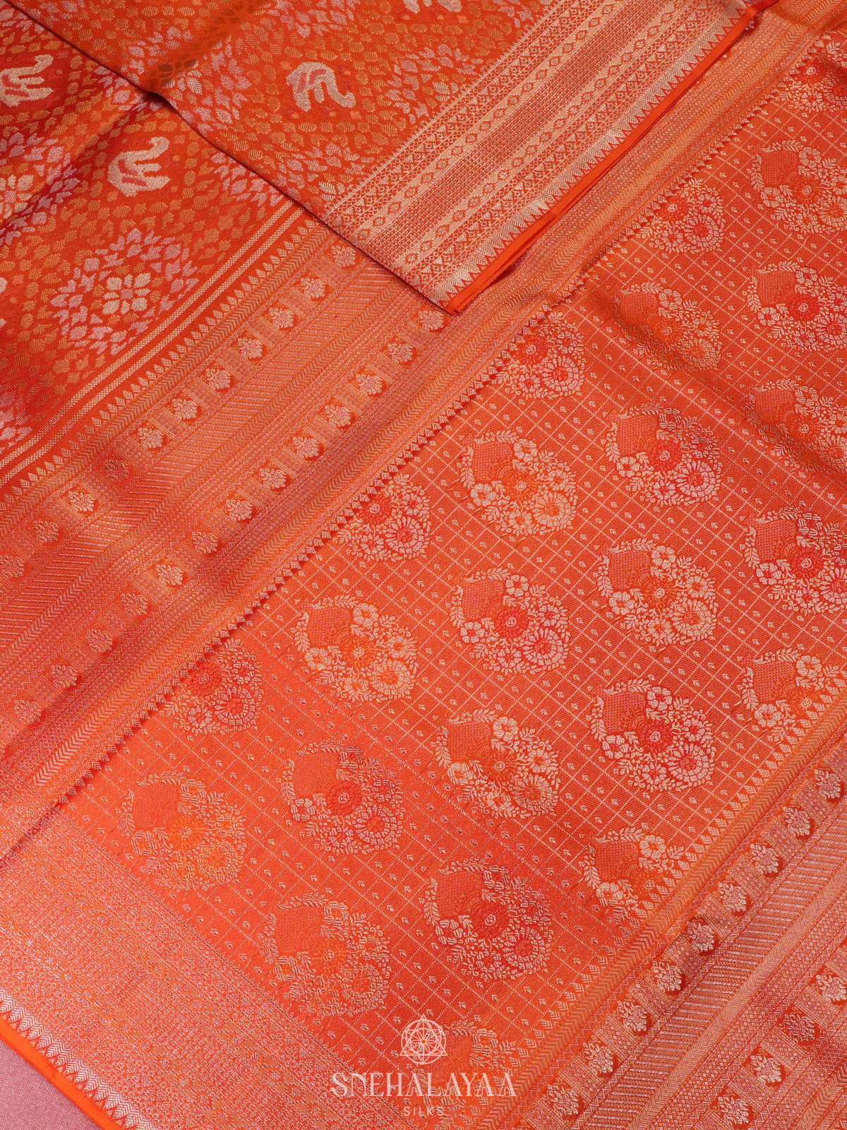 Orange Kanjivaram Silk Saree