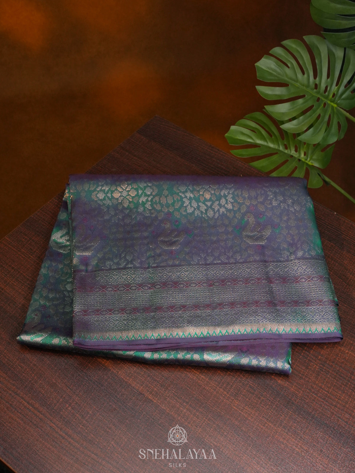 Peacock Blue Kanjivaram Silk Saree