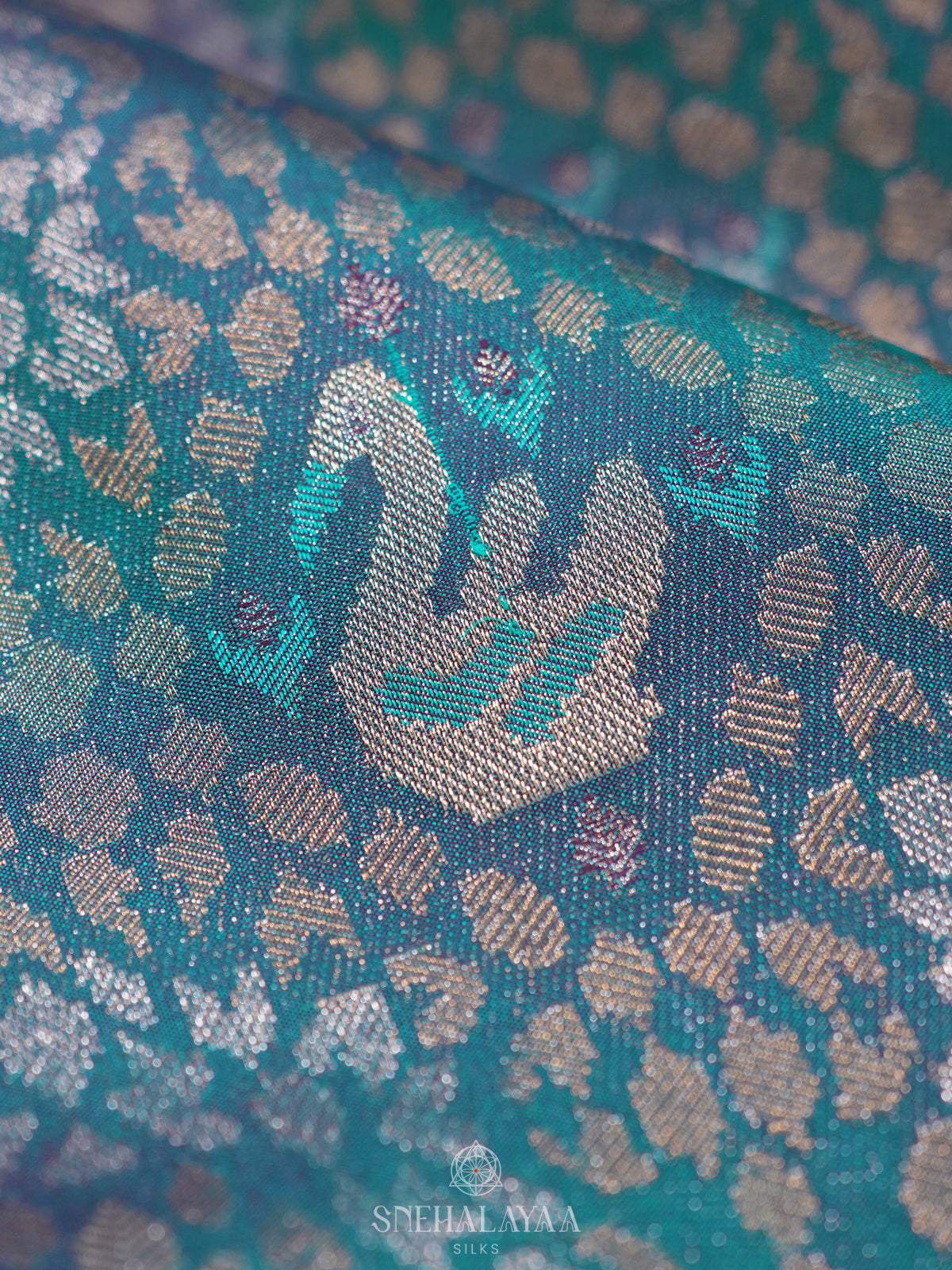 Peacock Blue Kanjivaram Silk Saree