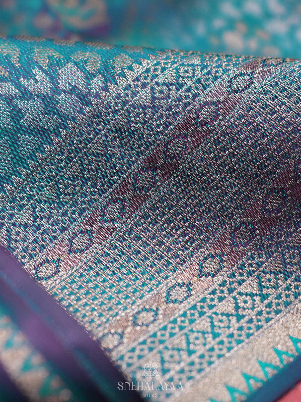 Peacock Blue Kanjivaram Silk Saree