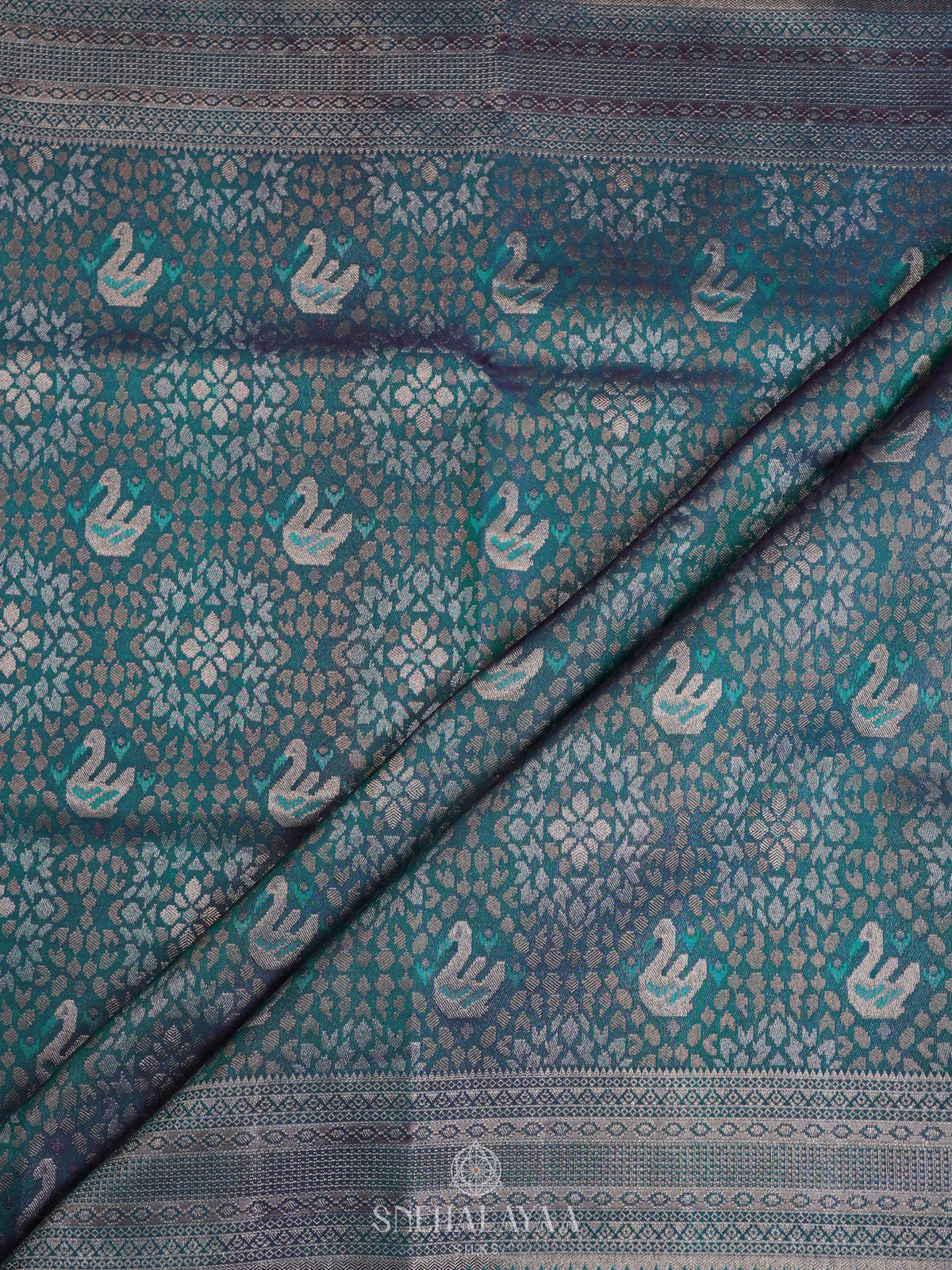 Peacock Blue Kanjivaram Silk Saree