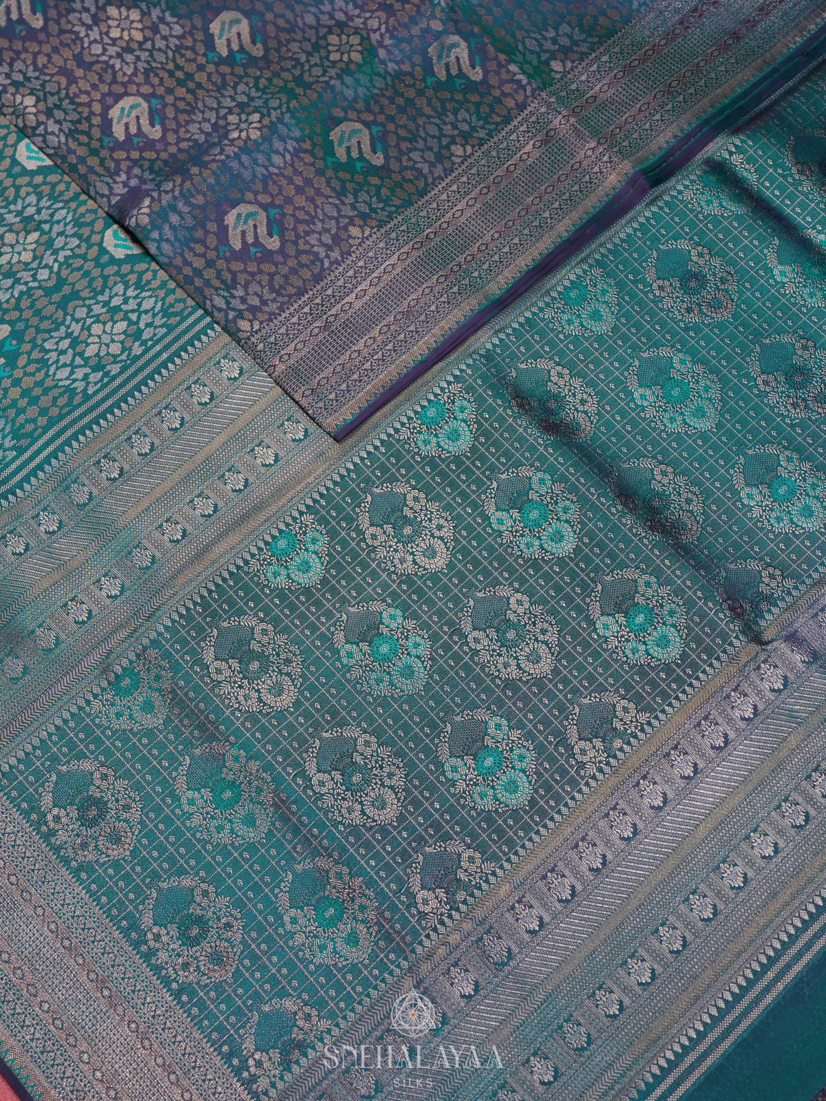 Peacock Blue Kanjivaram Silk Saree