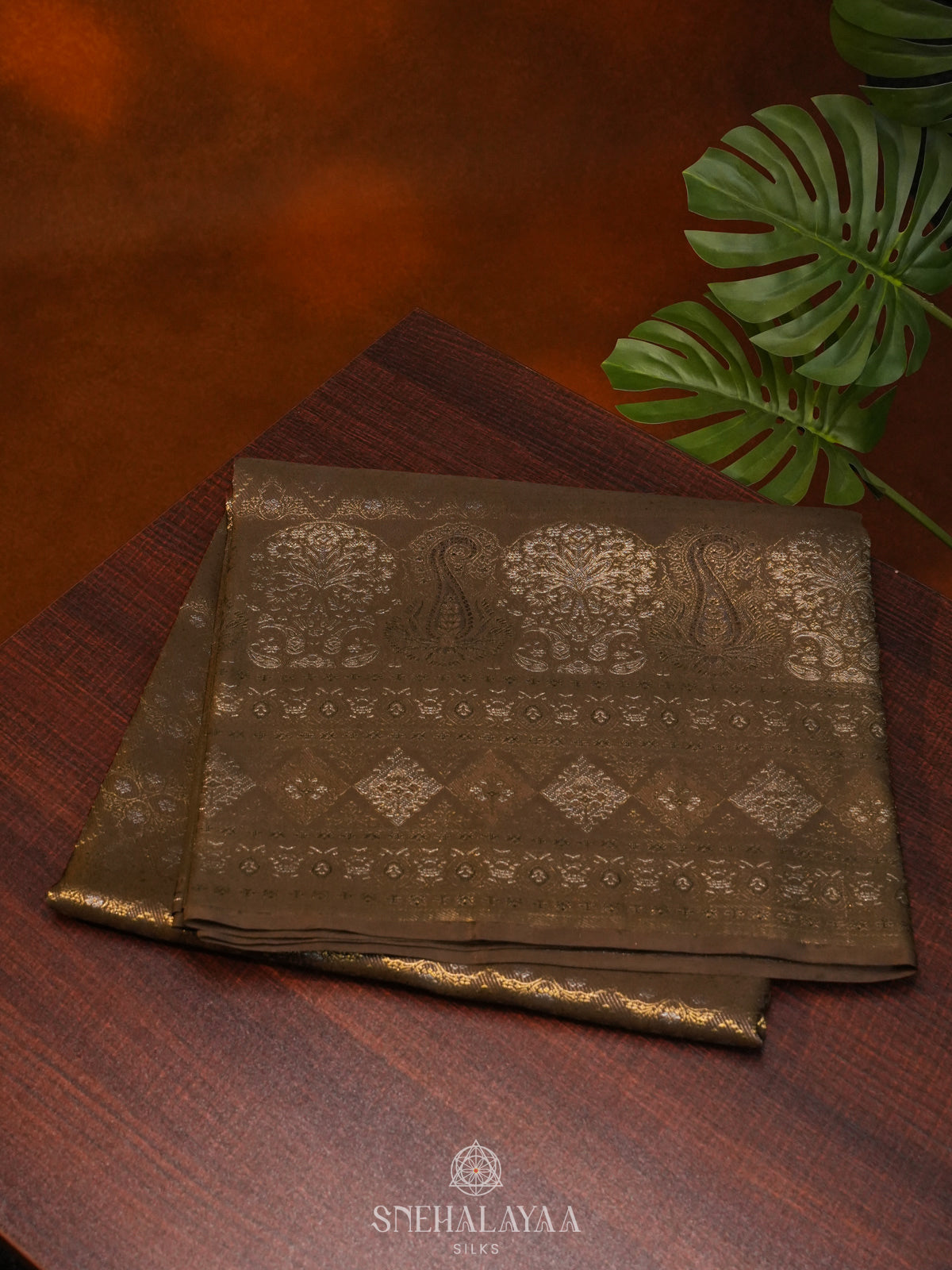 Olive Green Kanjivaram Silk Saree
