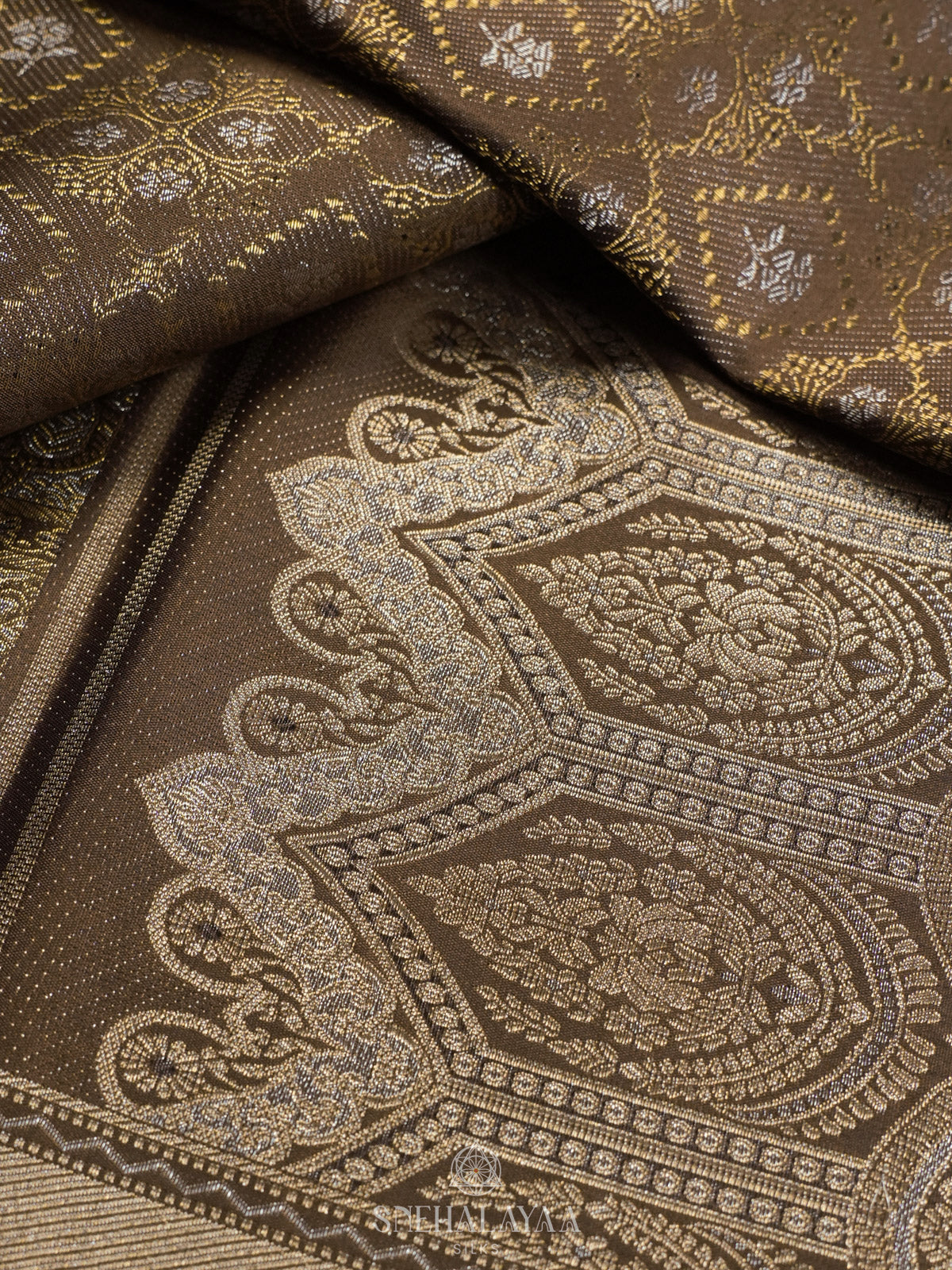 Olive Green Kanjivaram Silk Saree