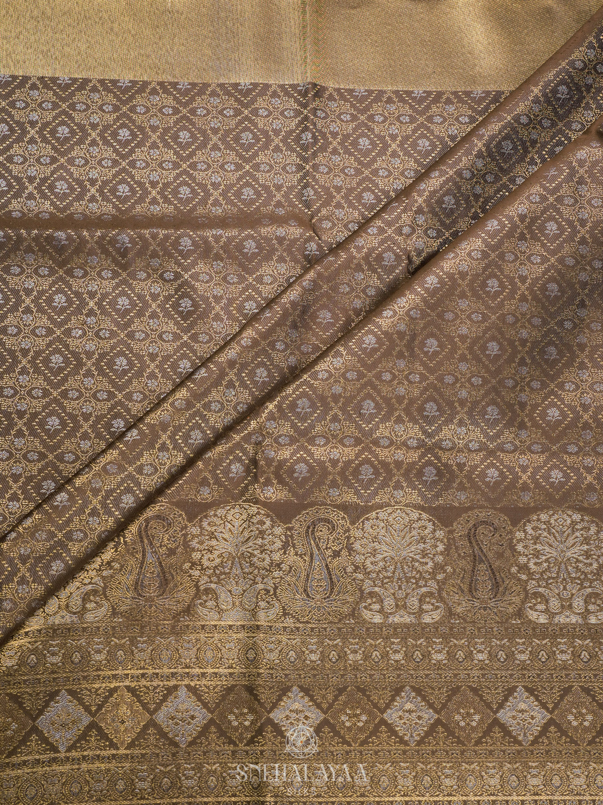 Olive Green Kanjivaram Silk Saree