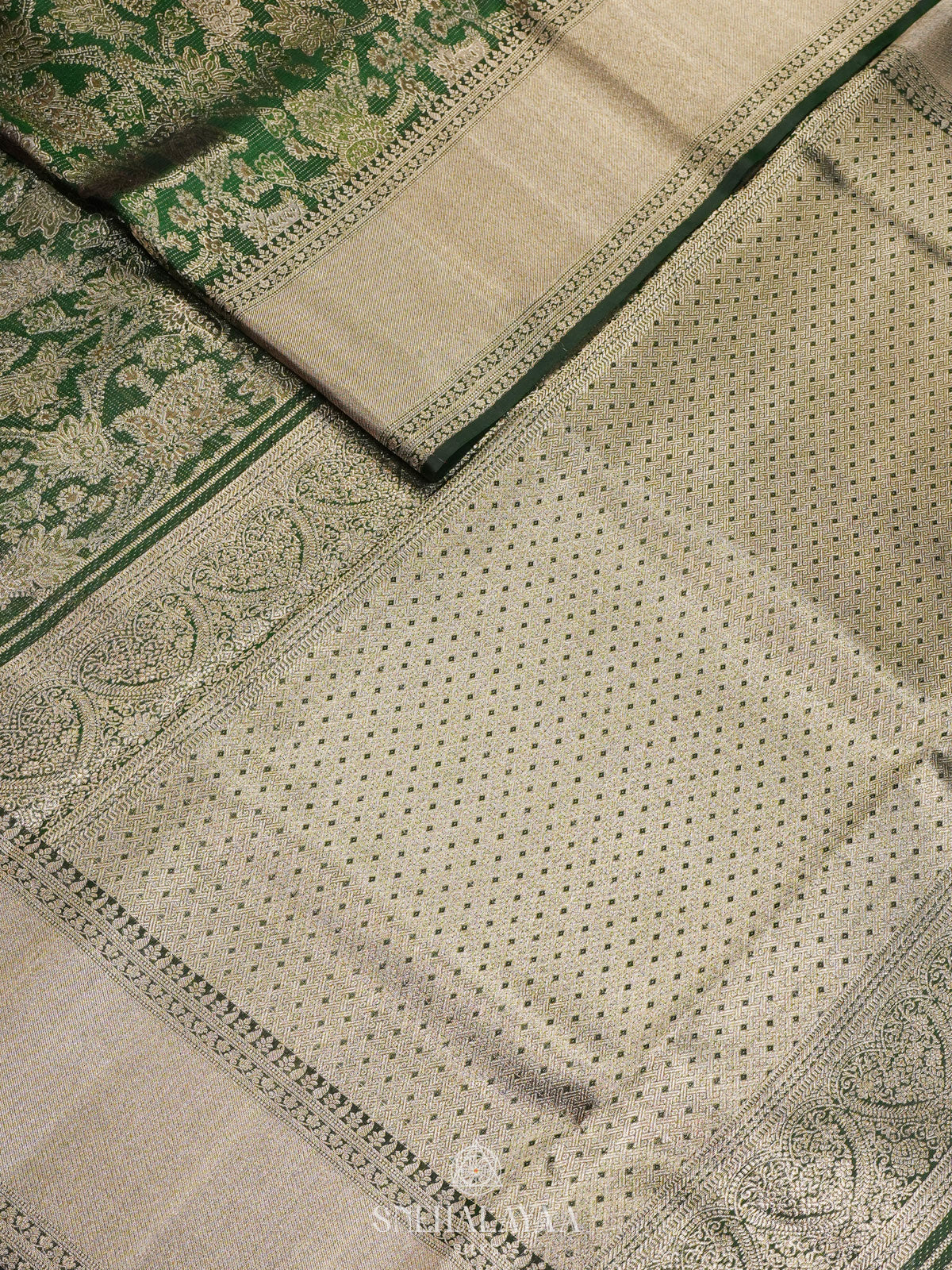 Forest Green Tissue Kanjivaram Silk Saree
