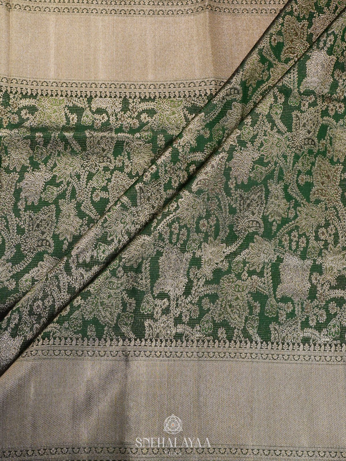 Forest Green Tissue Kanjivaram Silk Saree