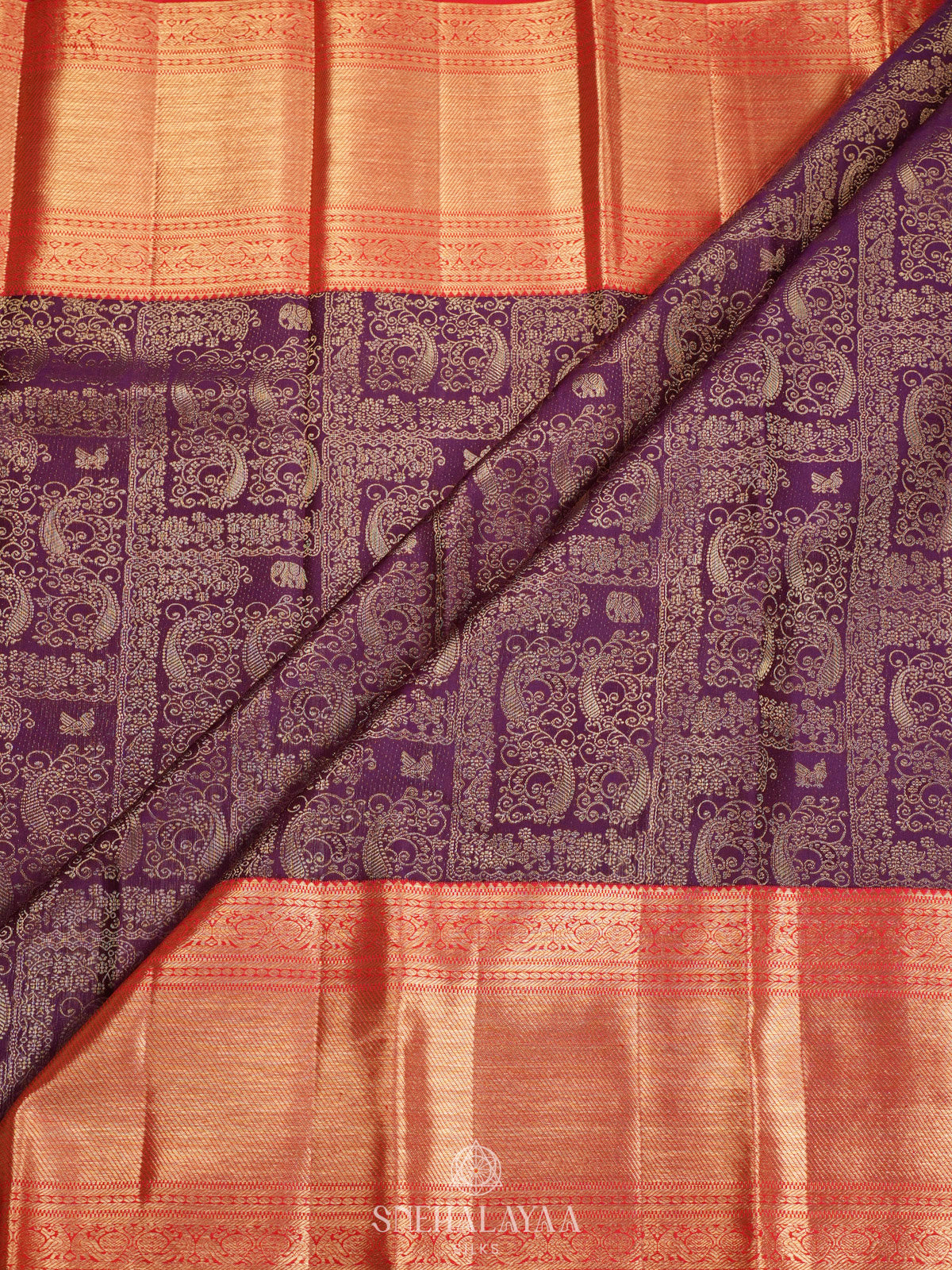 Wine Kanjivaram Silk Saree