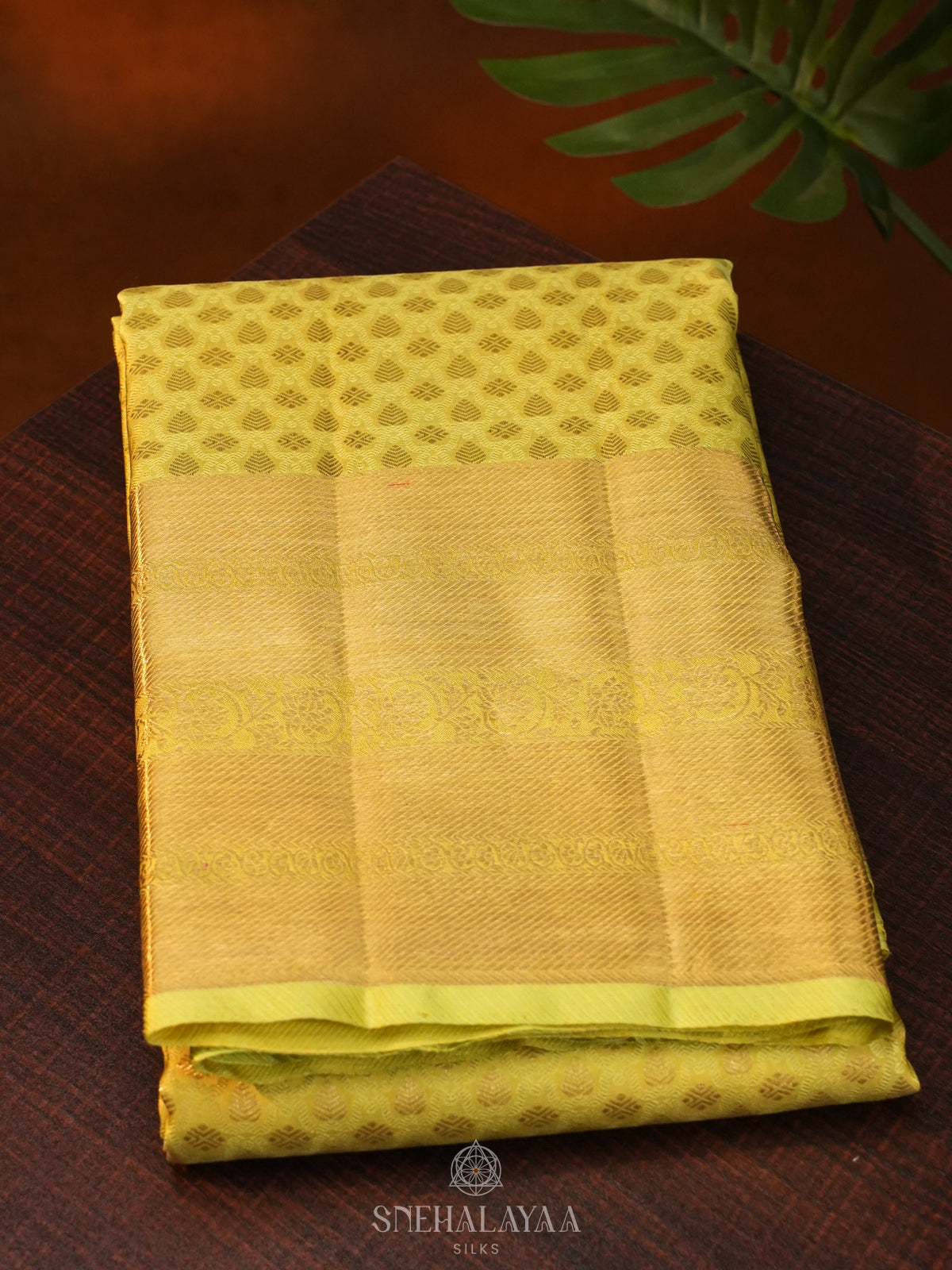 Lime Green Kanjivaram Silk Saree