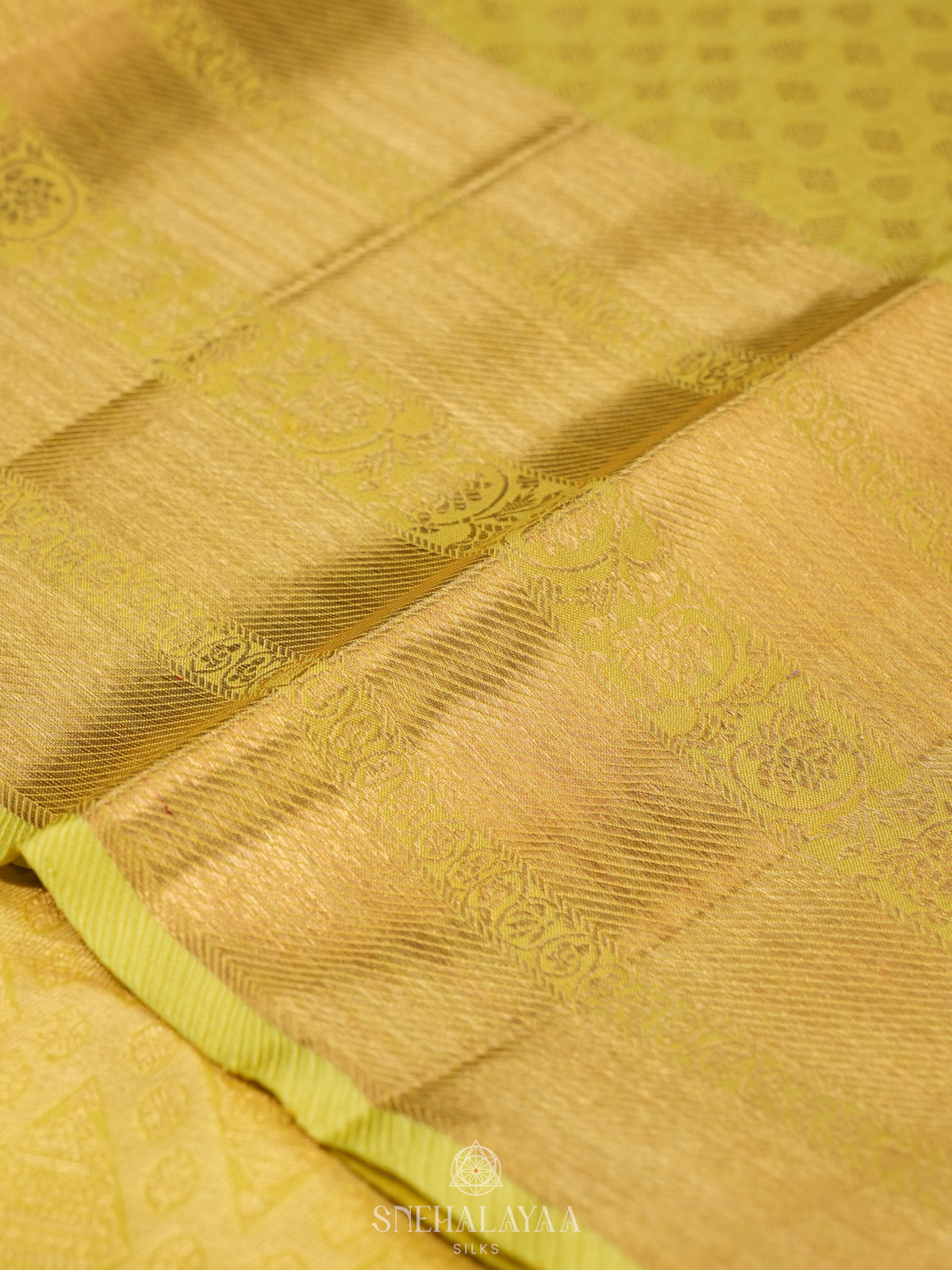 Lime Green Kanjivaram Silk Saree