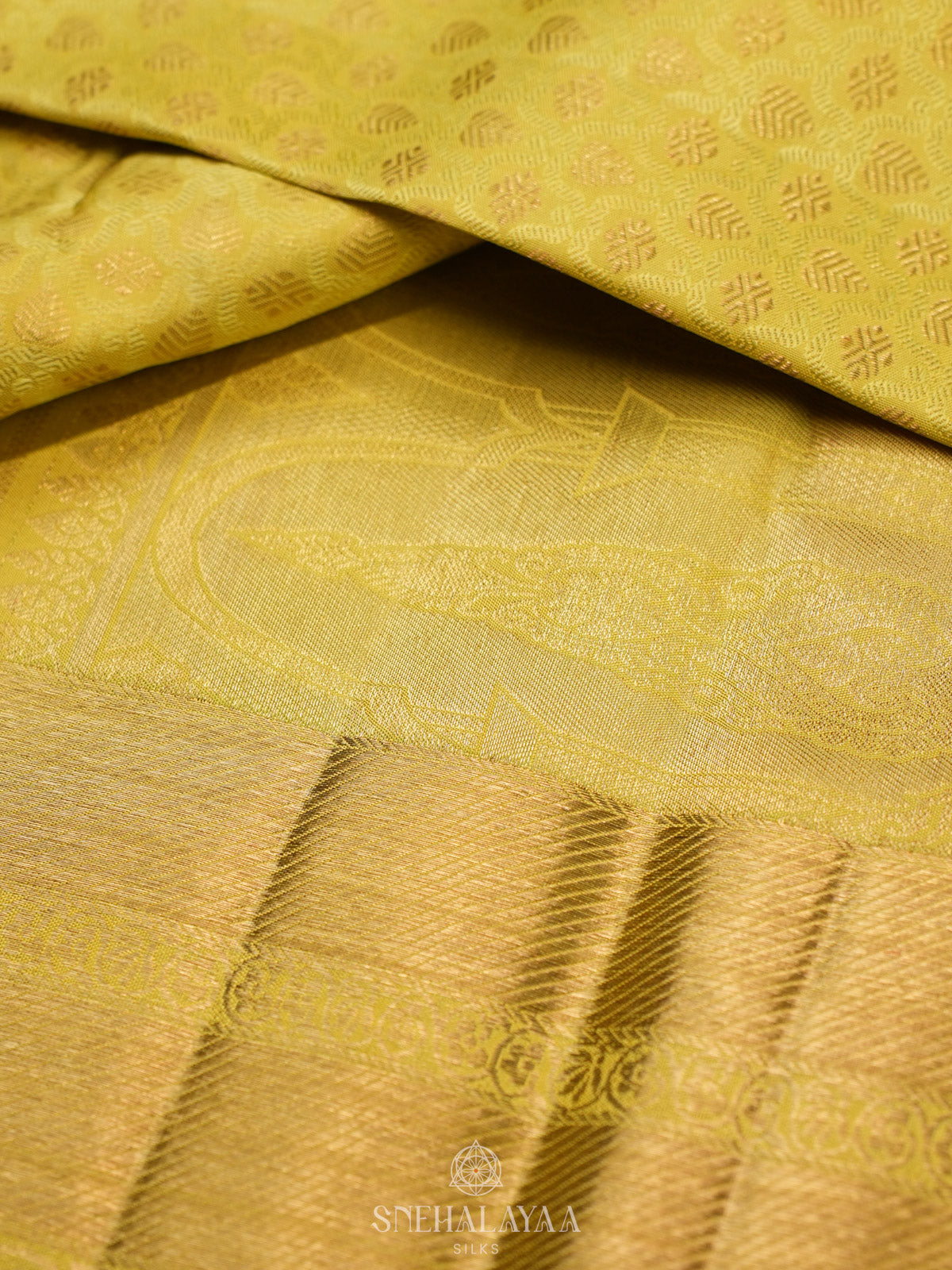 Lime Green Kanjivaram Silk Saree