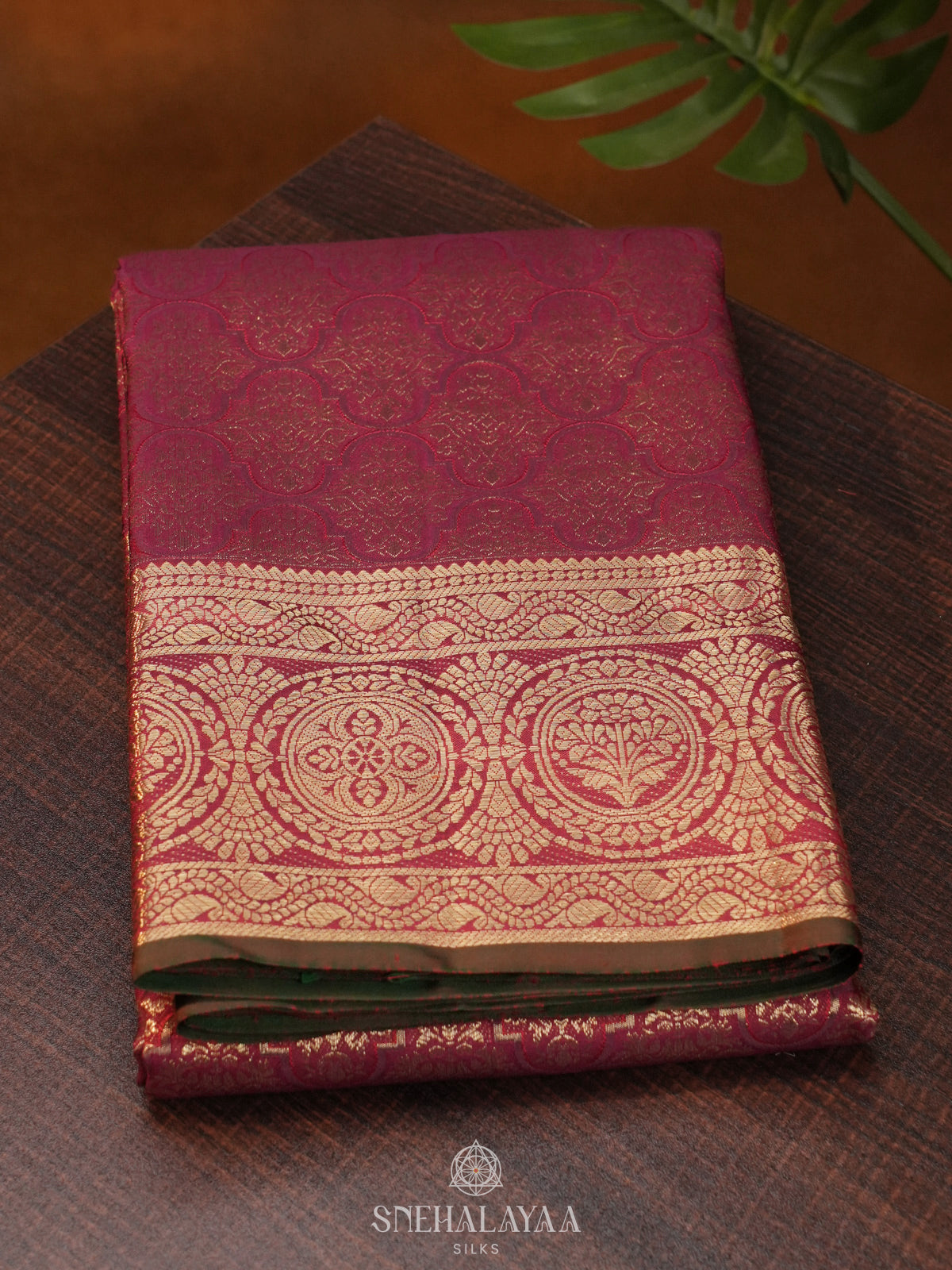 Burgundy Tissue Kanjivaram Silk Saree
