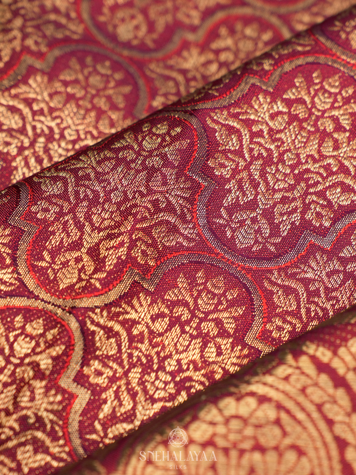Burgundy Tissue Kanjivaram Silk Saree