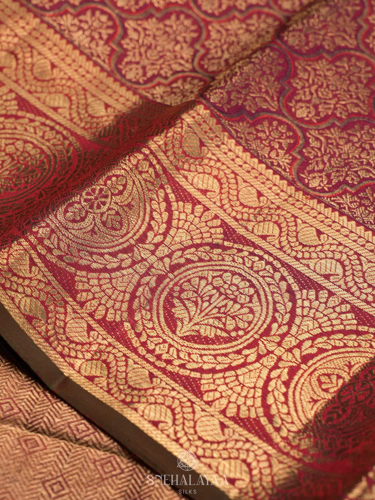 Burgundy Tissue Kanjivaram Silk Saree