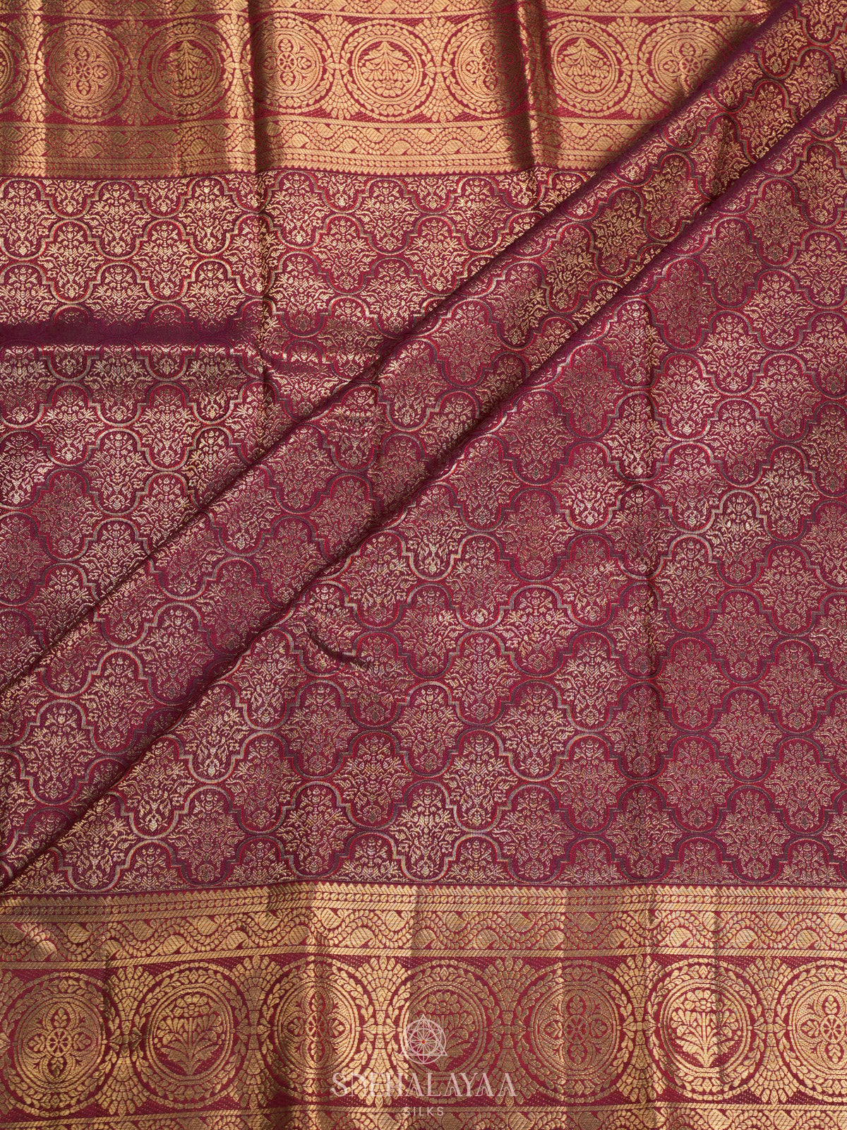 Burgundy Tissue Kanjivaram Silk Saree