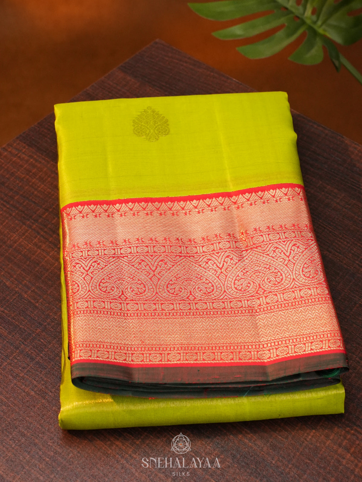 Lime Green Kanjivaram Silk Saree