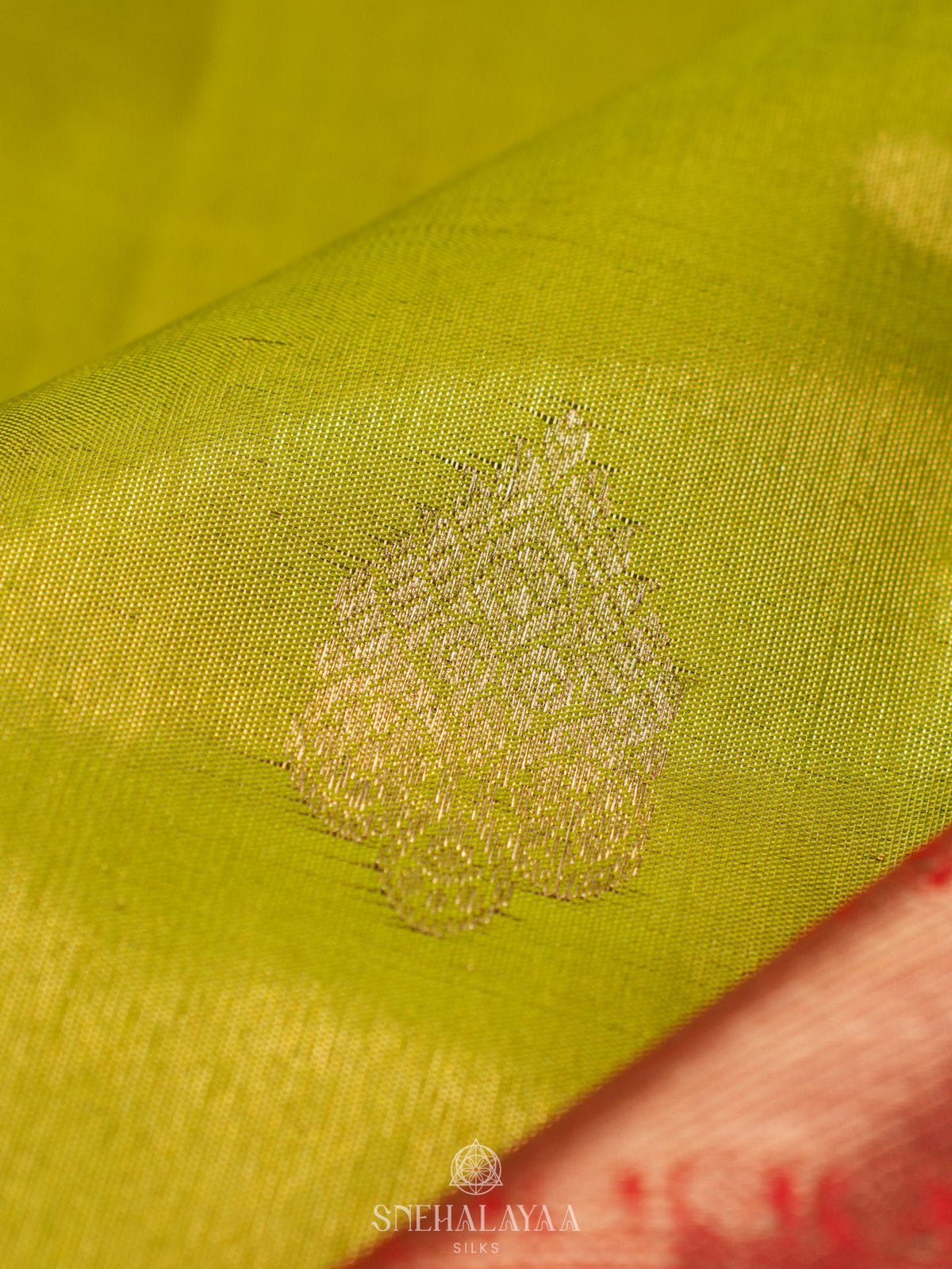 Lime Green Kanjivaram Silk Saree