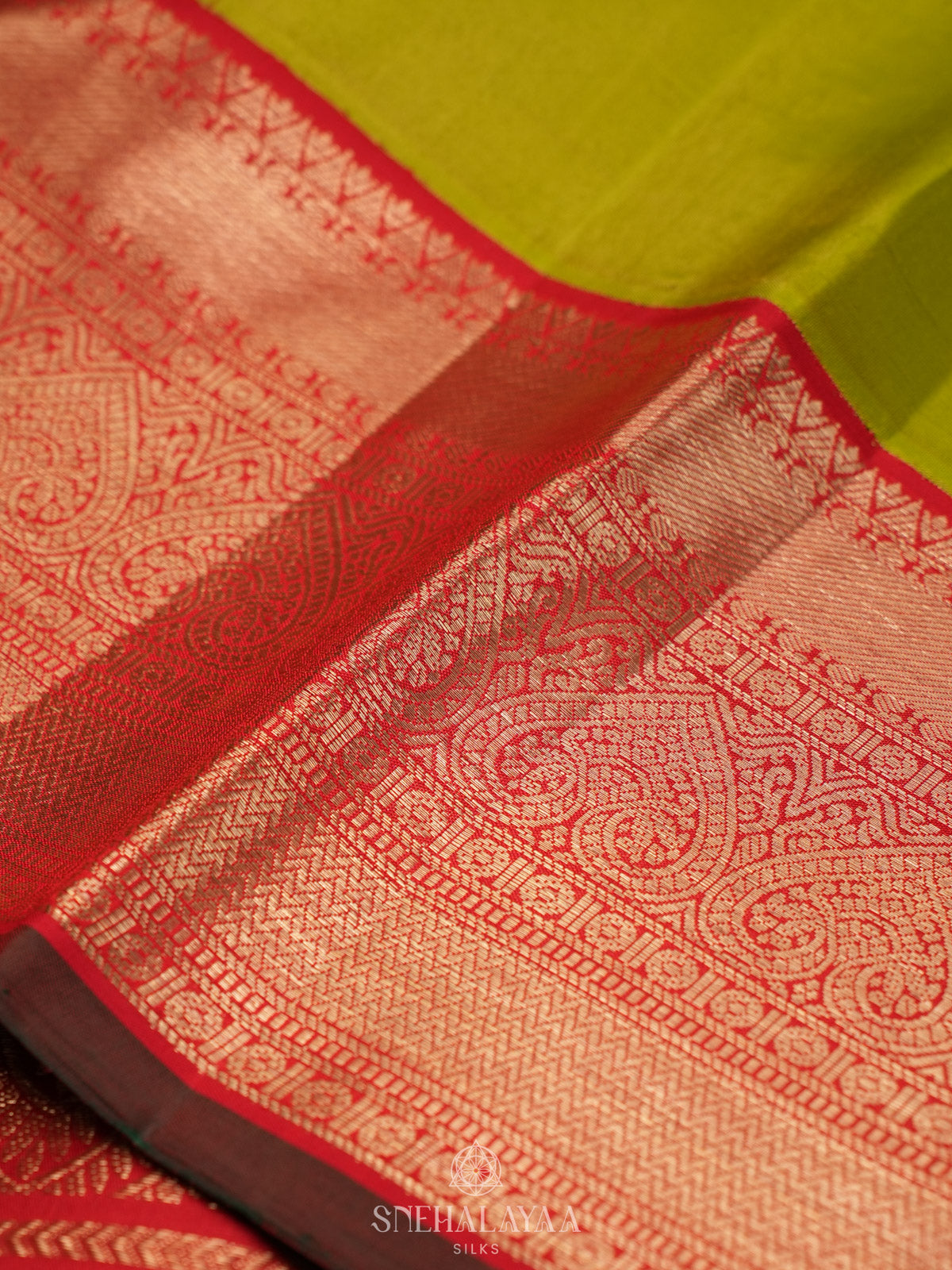 Lime Green Kanjivaram Silk Saree