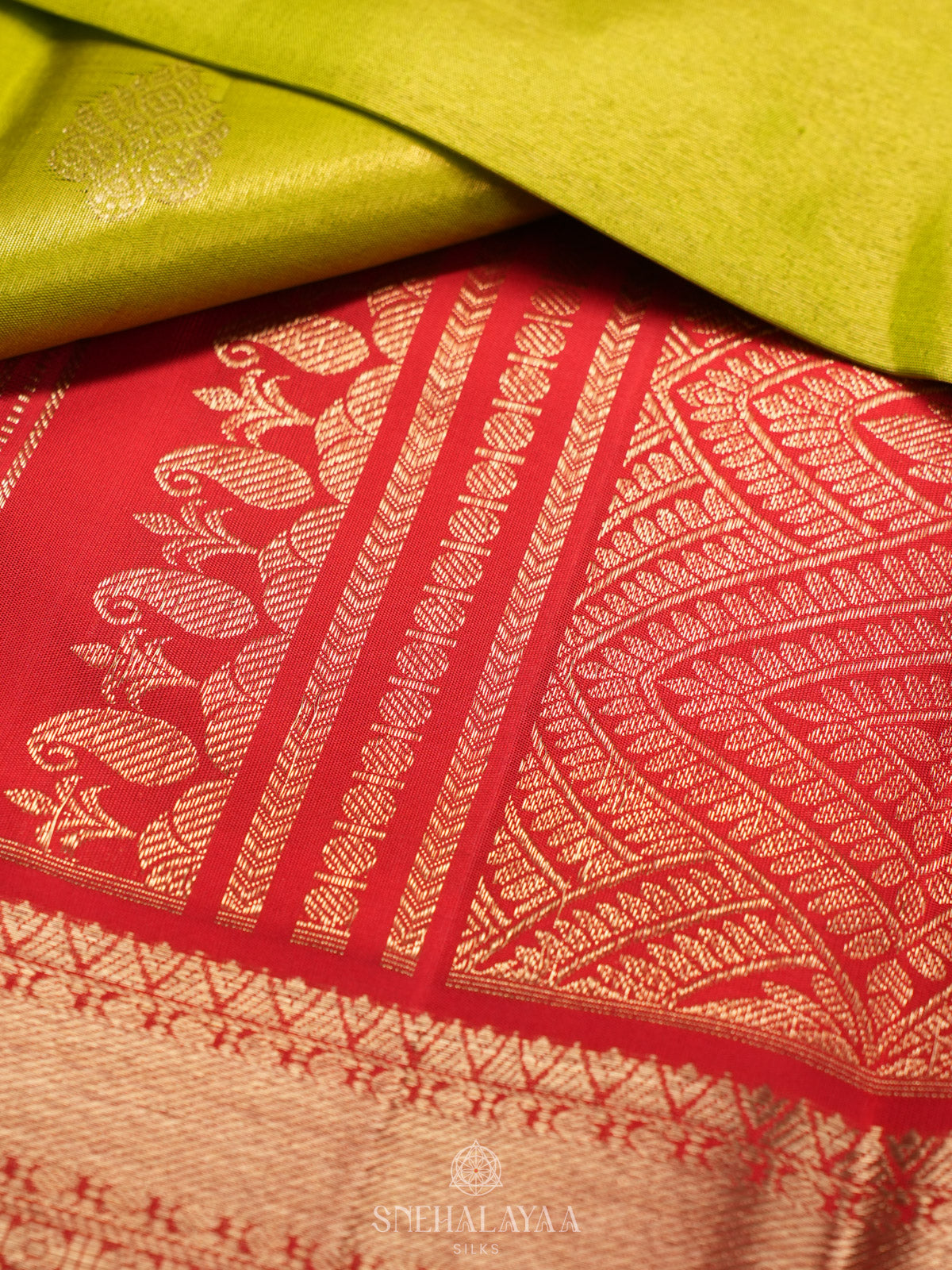 Lime Green Kanjivaram Silk Saree