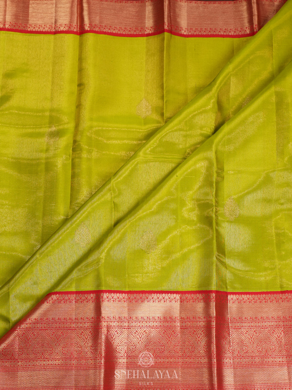 Lime Green Kanjivaram Silk Saree