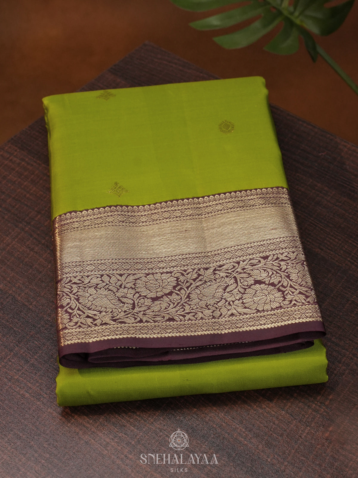 Lime Green Kanjivaram Silk Saree