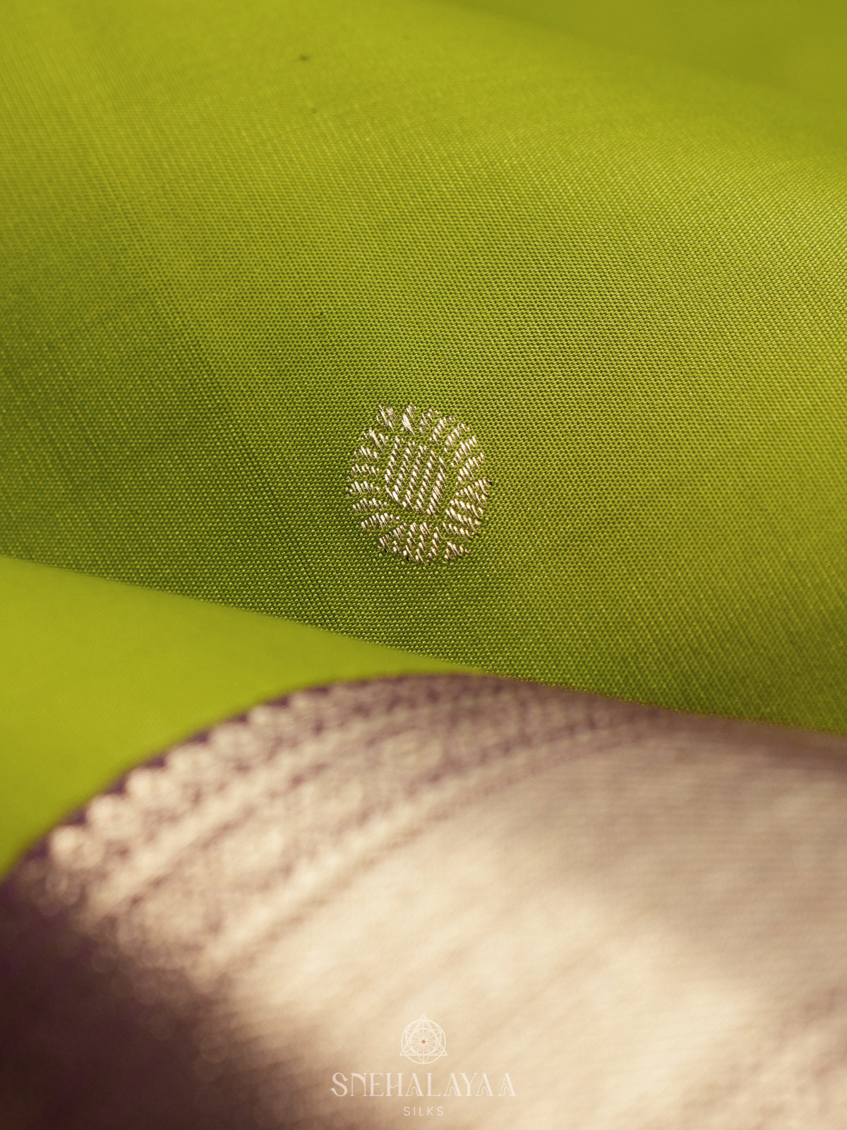 Lime Green Kanjivaram Silk Saree