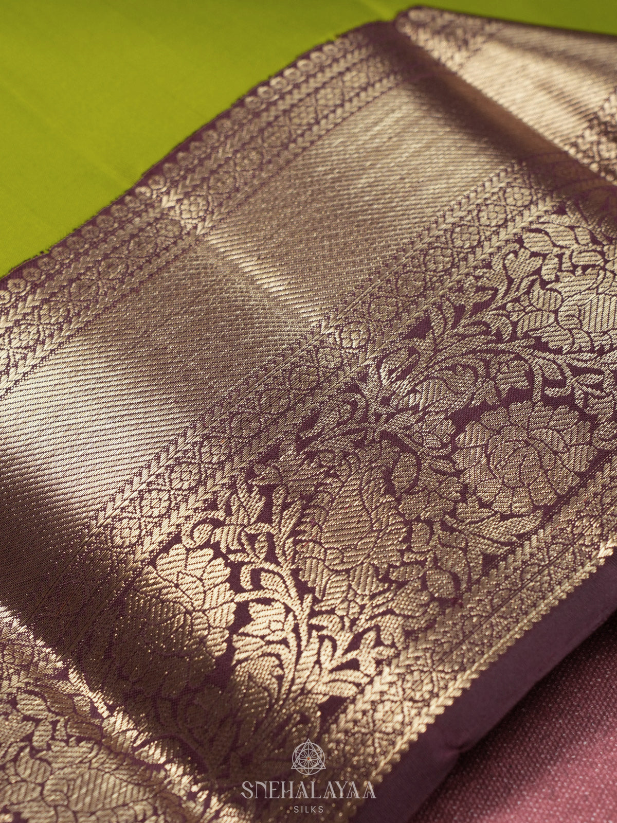 Lime Green Kanjivaram Silk Saree