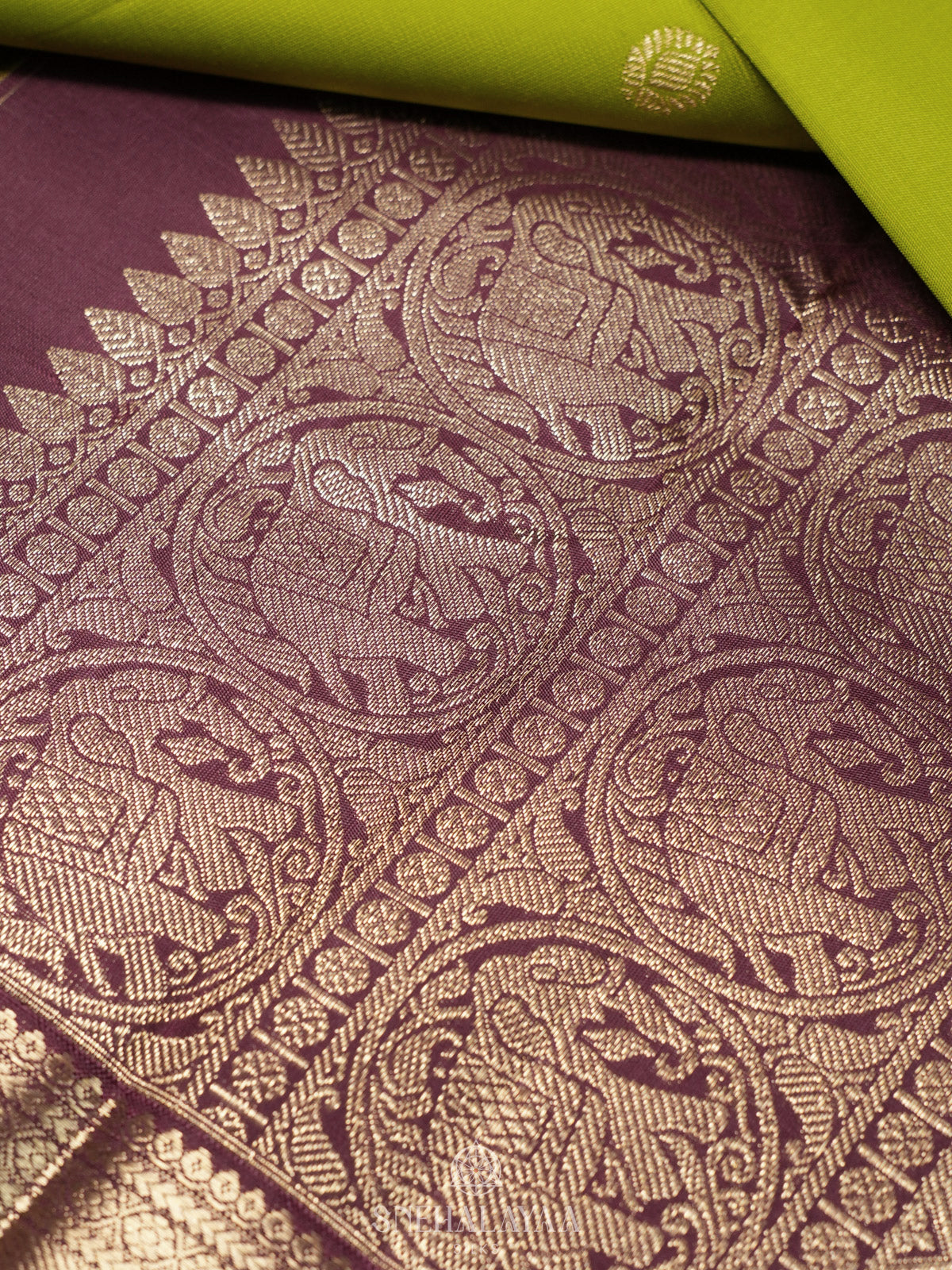 Lime Green Kanjivaram Silk Saree