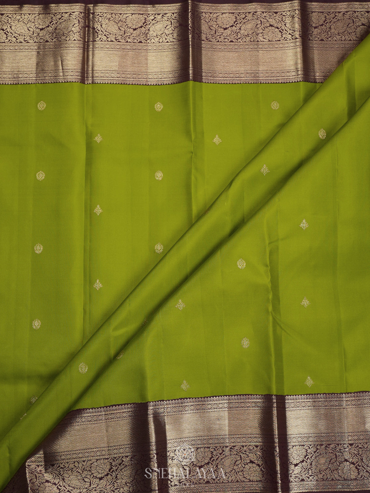 Lime Green Kanjivaram Silk Saree
